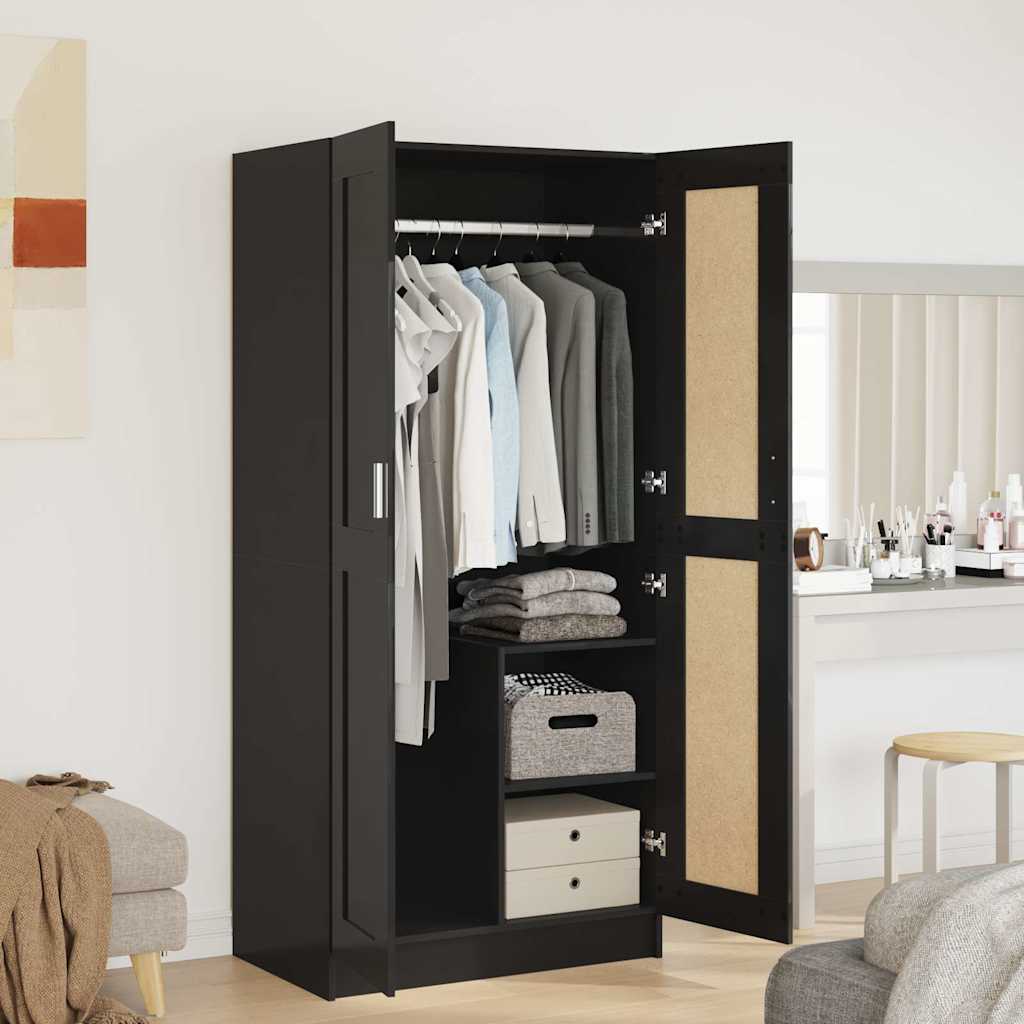 Wardrobe High Gloss Black 82.5x51.5x180 cm Engineered Wood
