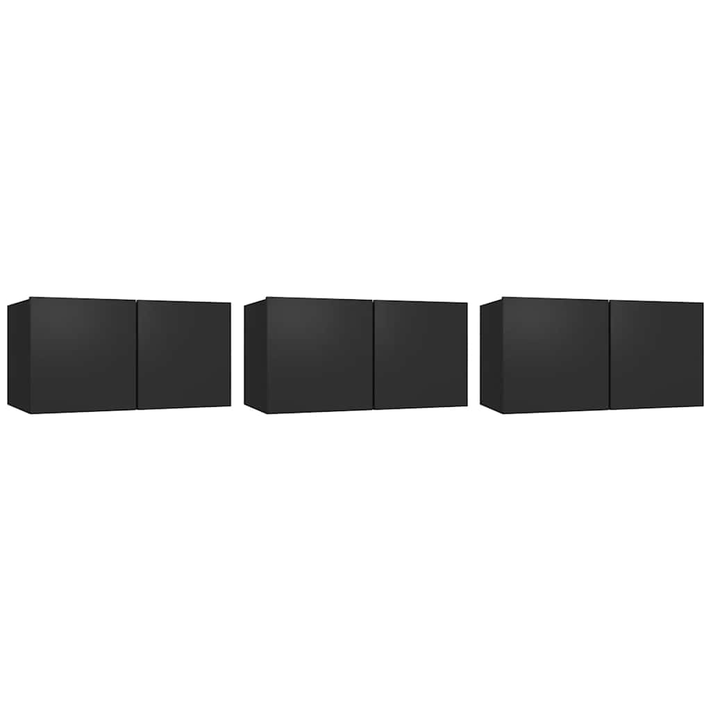 Hanging TV Cabinets 3 pcs Black 60x30x30 cm
