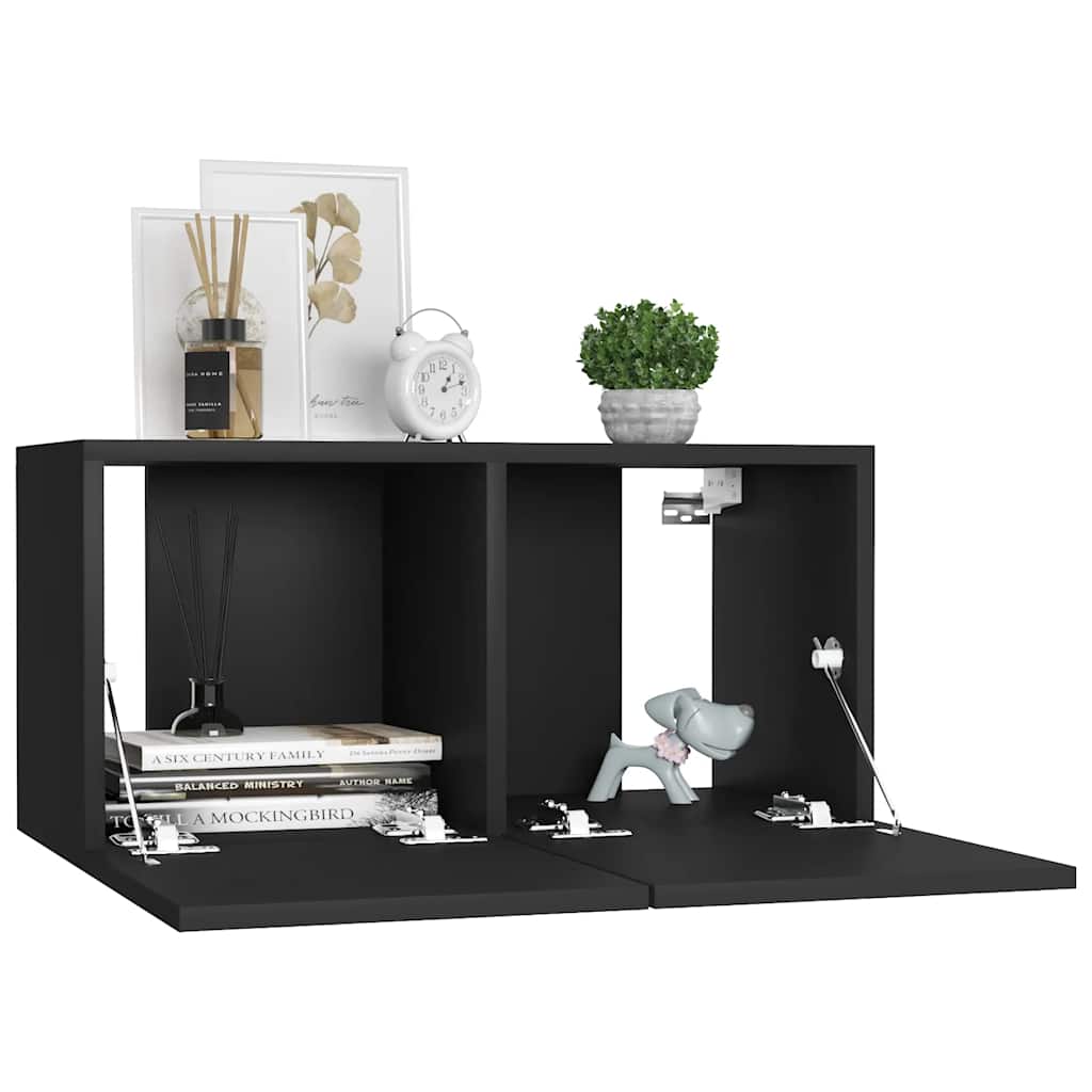 Hanging TV Cabinets 3 pcs Black 60x30x30 cm