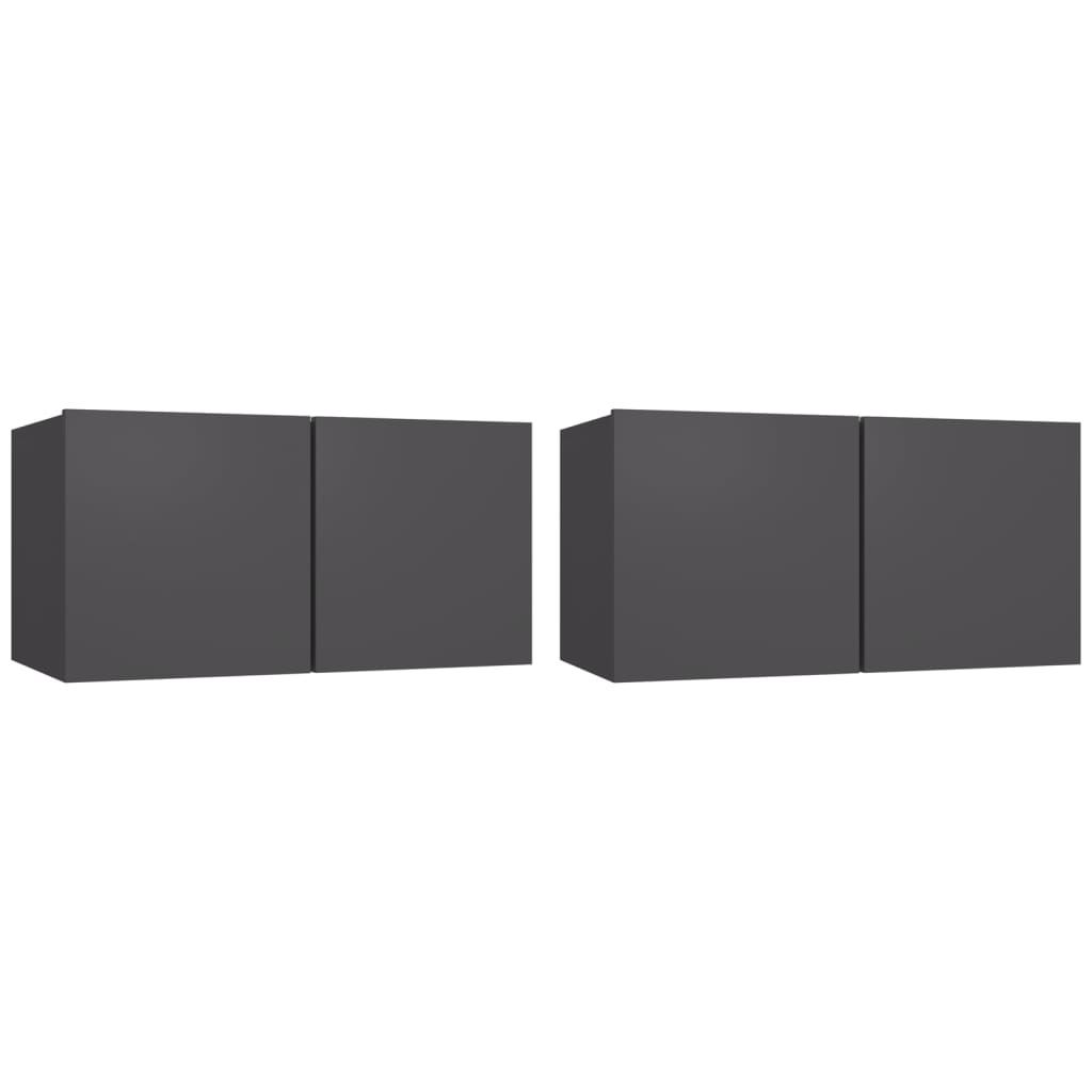 Hanging TV Cabinets 2 pcs Grey 60x30x30 cm