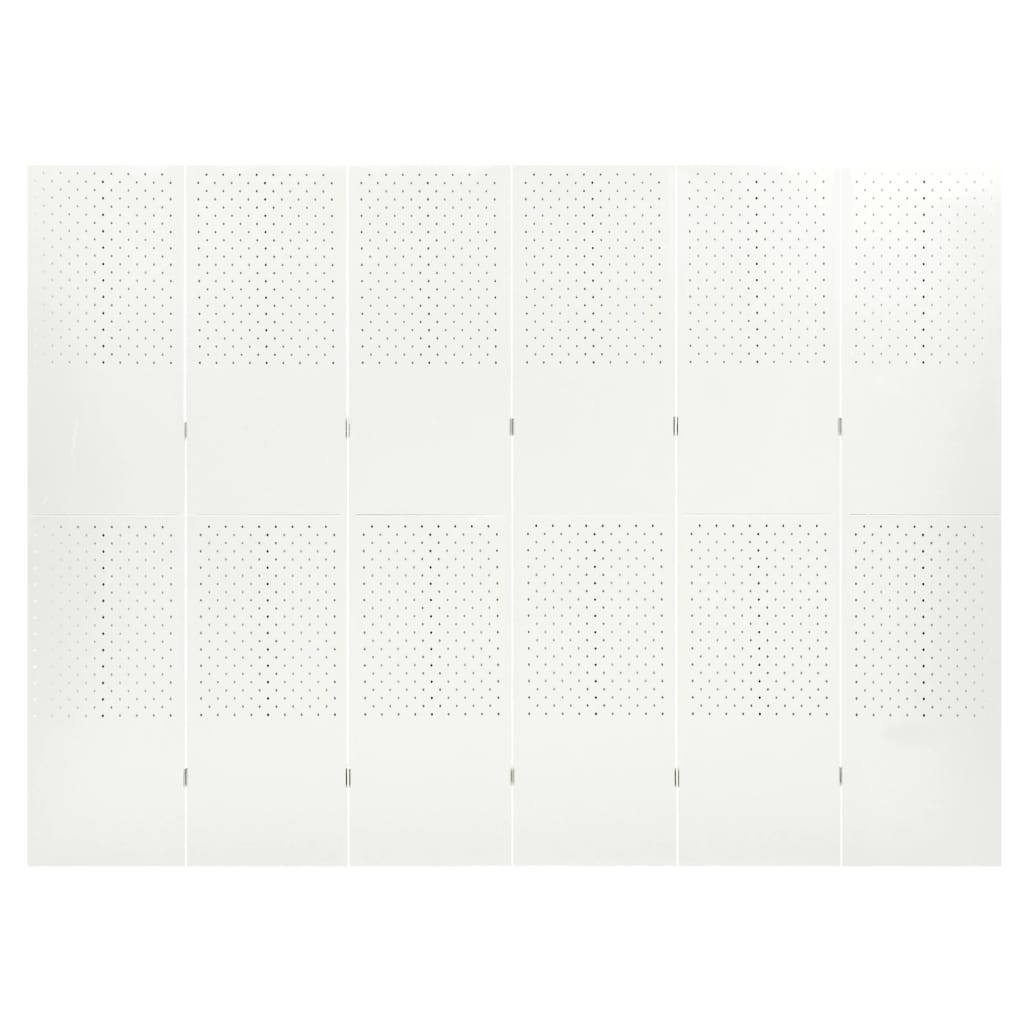 6-Panel Room Divider White 240x180 cm Steel