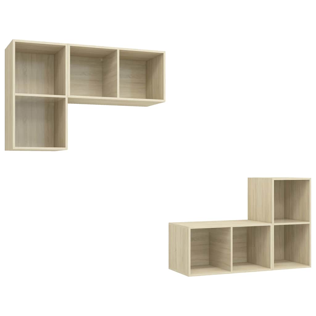 4 Piece Wall-mounted TV Cabinet Set Sonoma Oak Engineered Wood