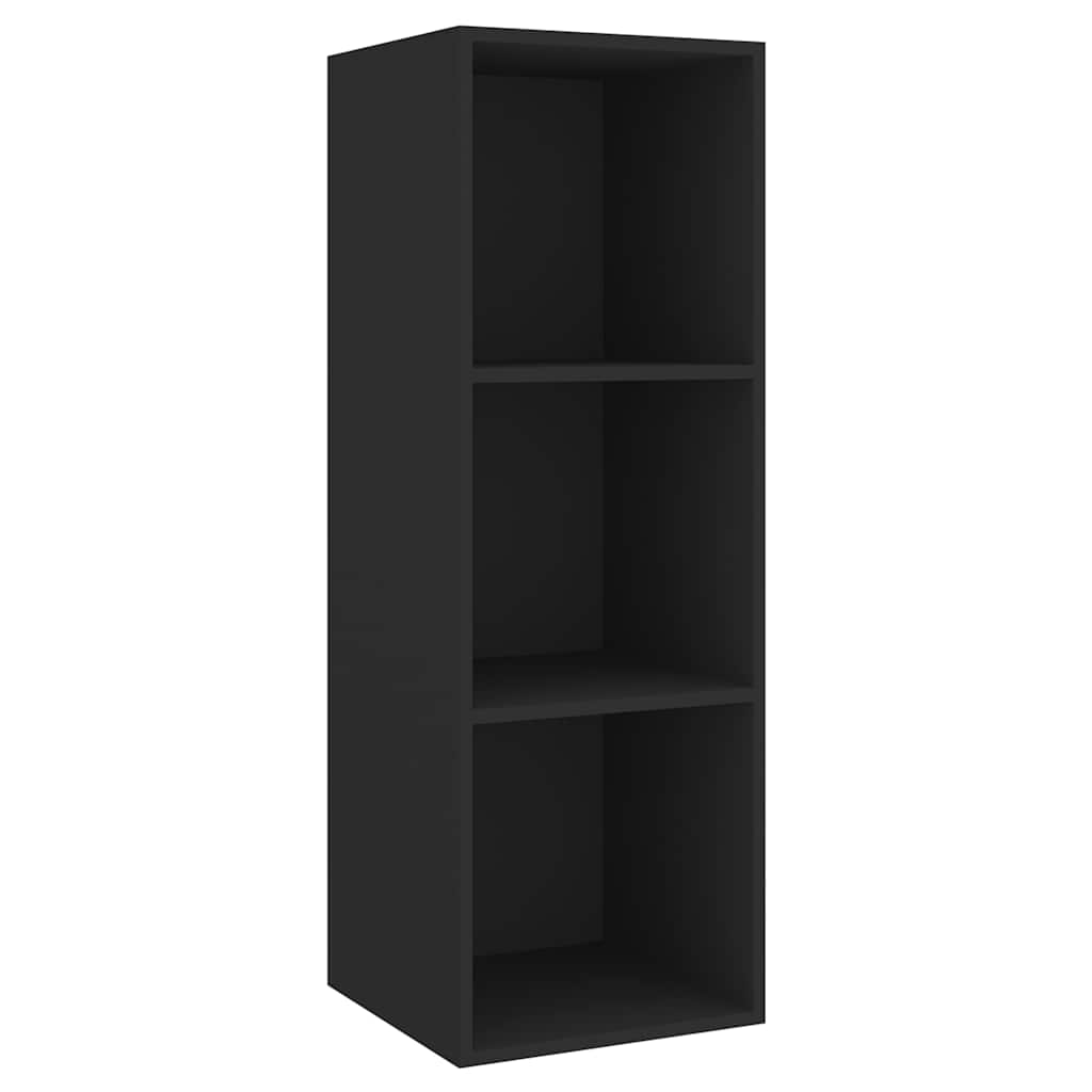 2 Piece Wall-mounted TV Cabinet Set Black Engineered Wood