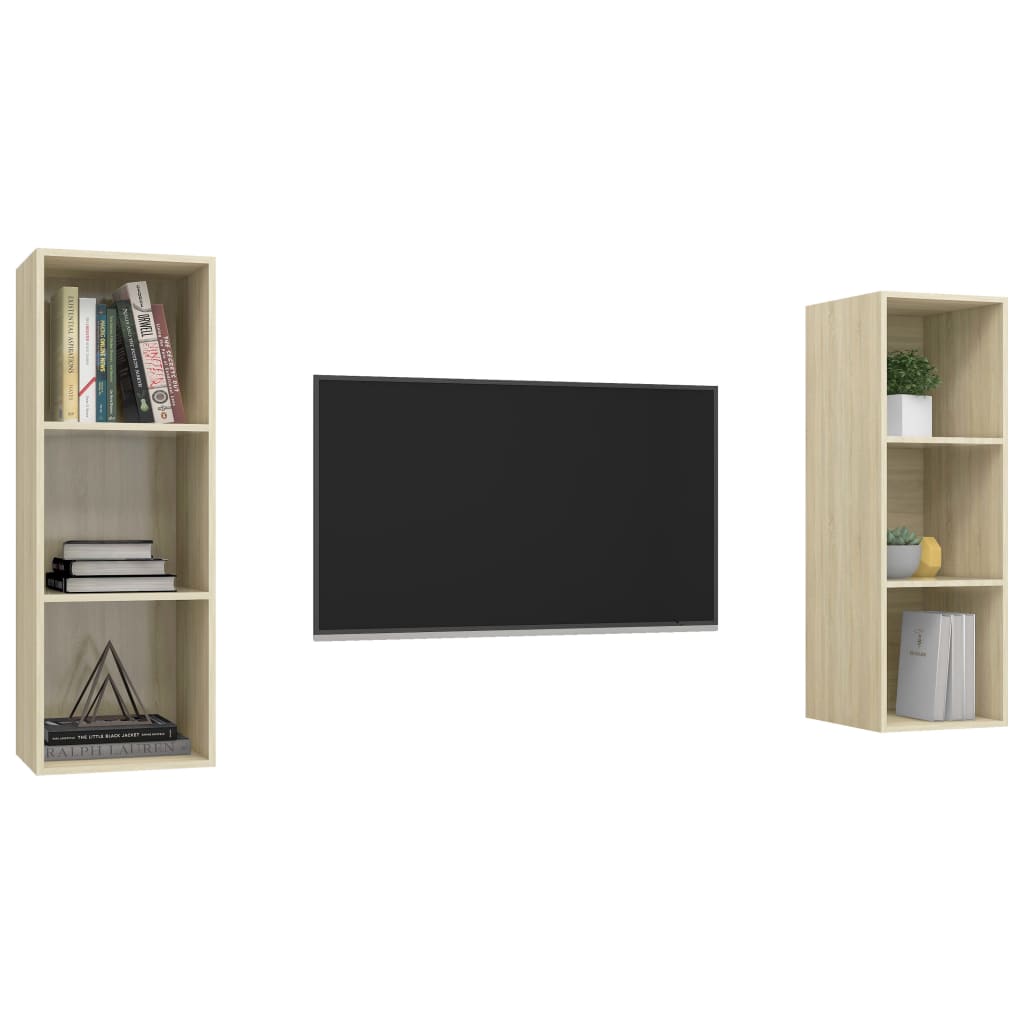 2 Piece Wall-mounted TV Cabinet Set Sonoma Oak Engineered Wood