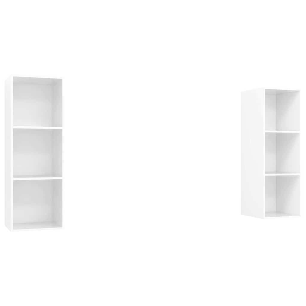 2 Piece Wall-mounted TV Cabinet Set High Gloss White Engineered Wood