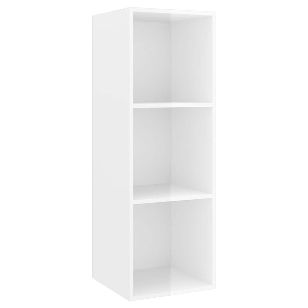 4 Piece Wall-mounted TV Cabinet Set High Gloss White Engineered Wood