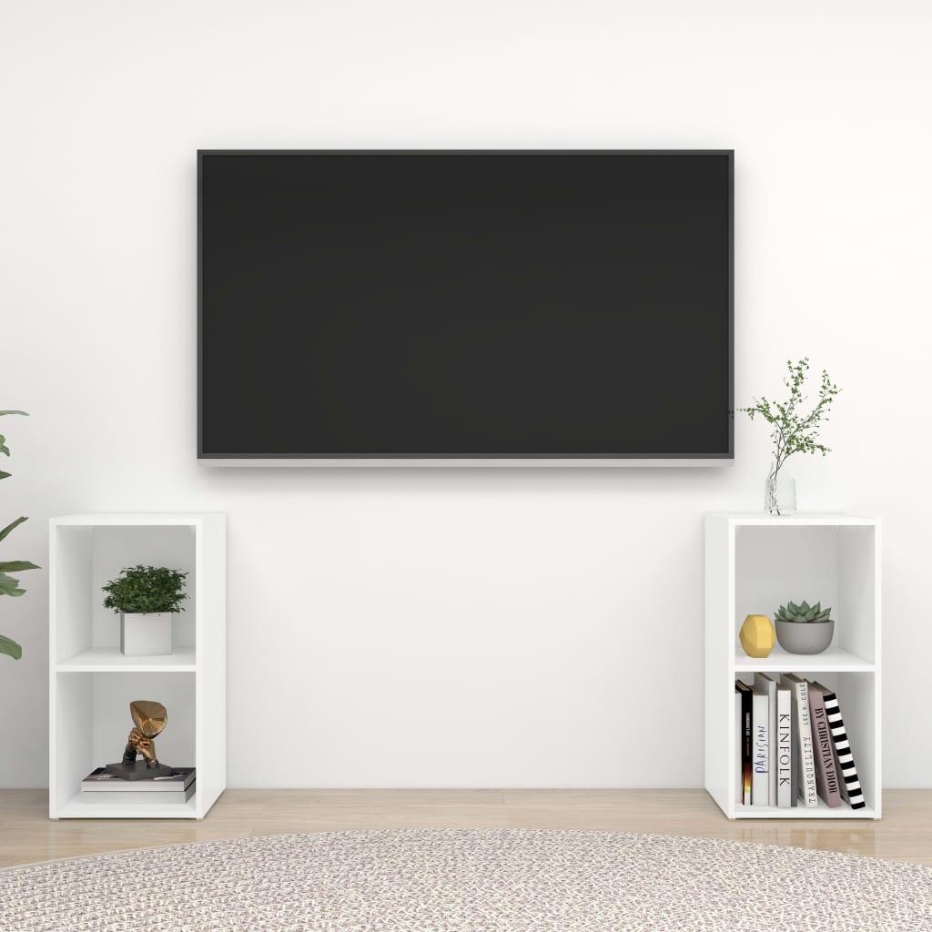 2 Piece TV Cabinet Set White 72x35x36,5 cm Engineered Wood