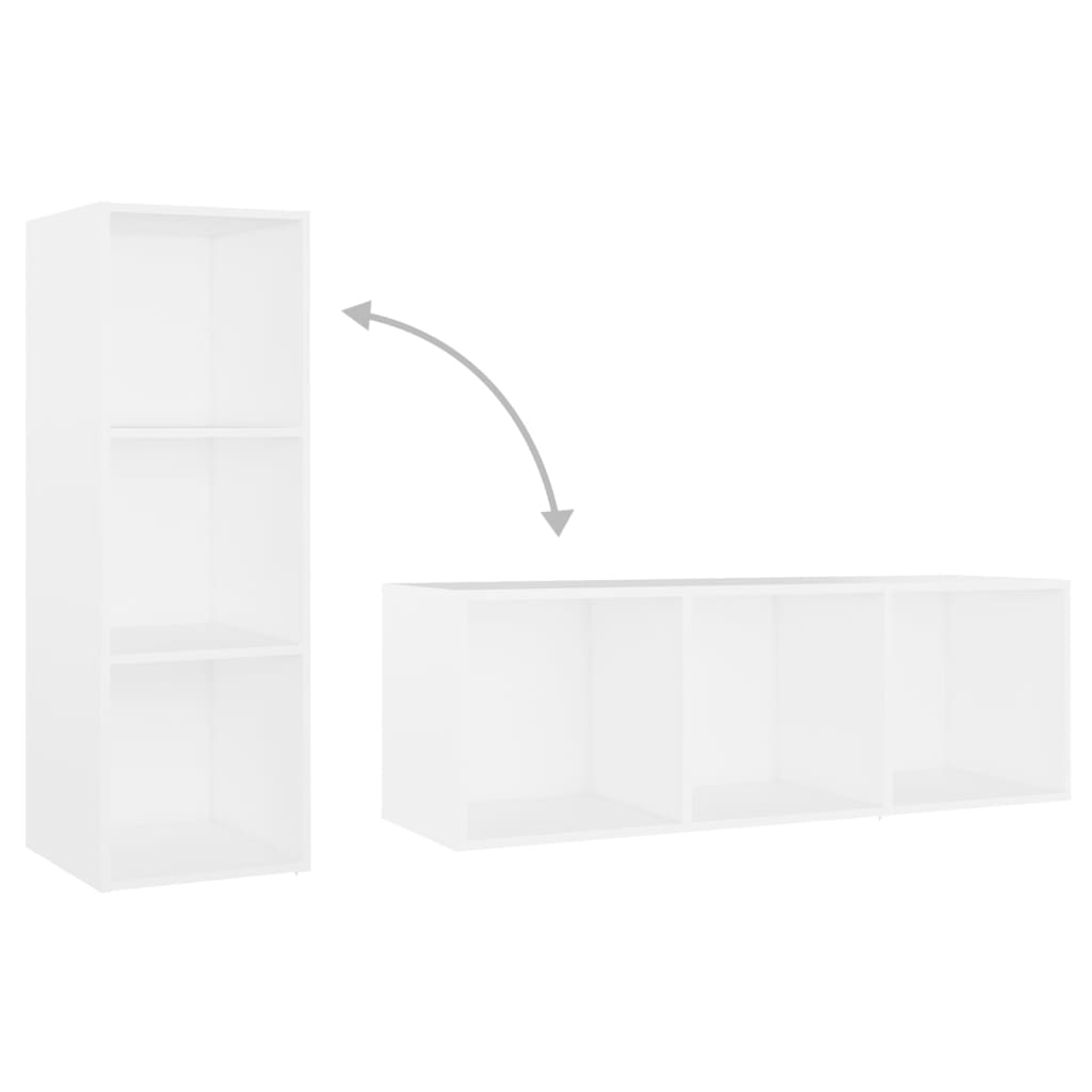 2 Piece TV Cabinet Set White 107x35x37 cm Engineered Wood