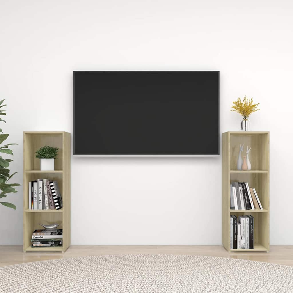 2 Piece TV Cabinet Set Sonoma Oak 107x35x37 cm Engineered Wood