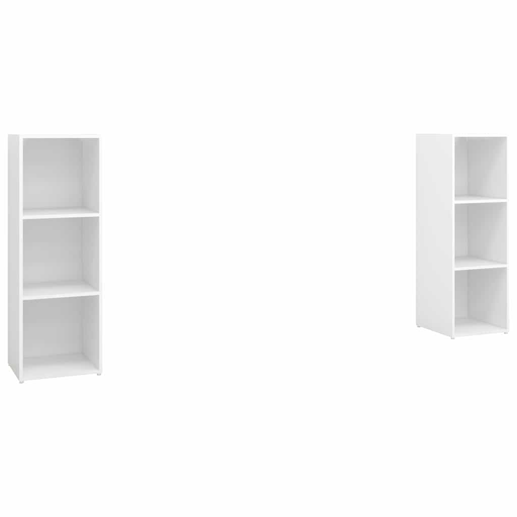 2 Piece TV Cabinet Set High Gloss White 107x35x37 cm Engineered Wood