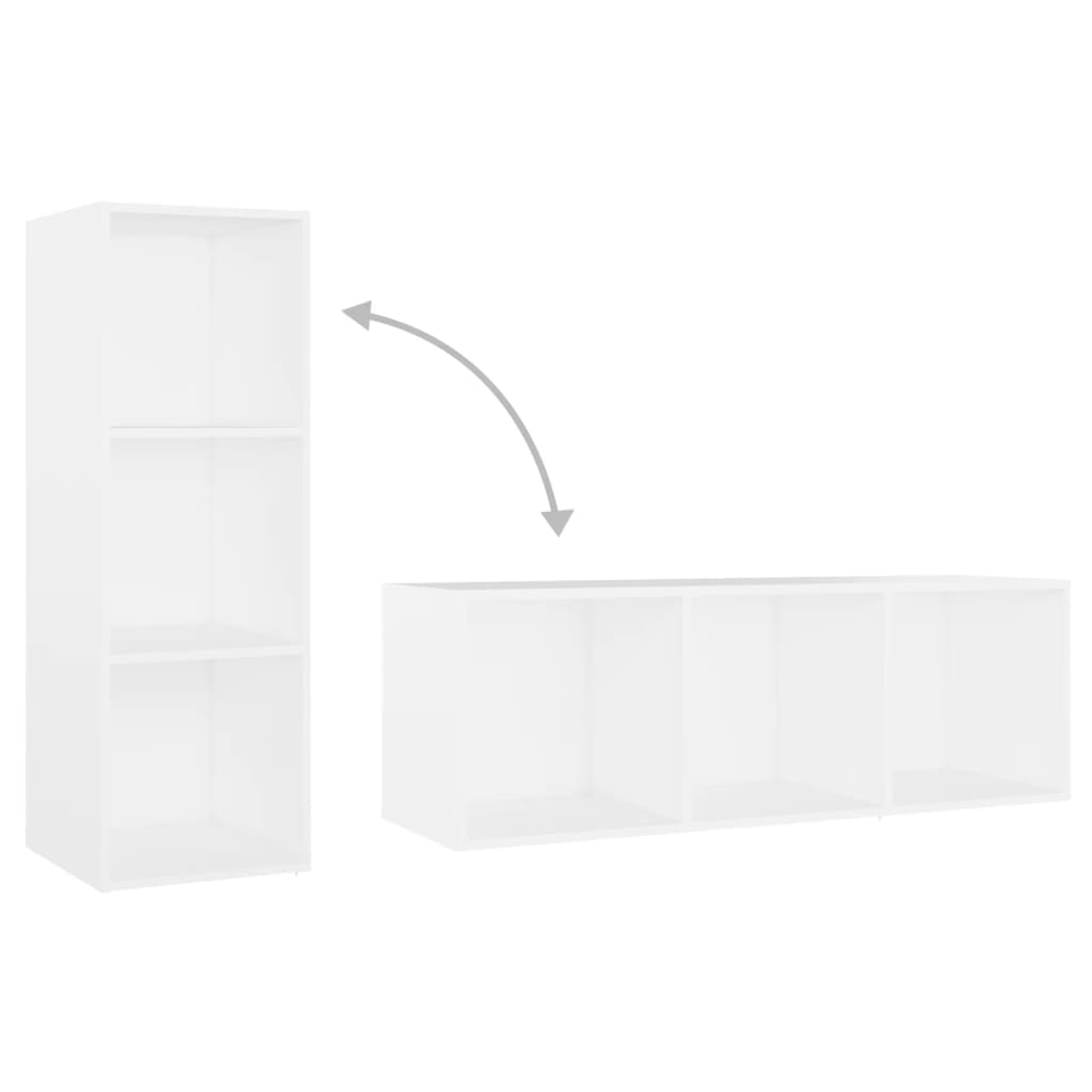 2 Piece TV Cabinet Set White 107x35x37 cm Engineered Wood