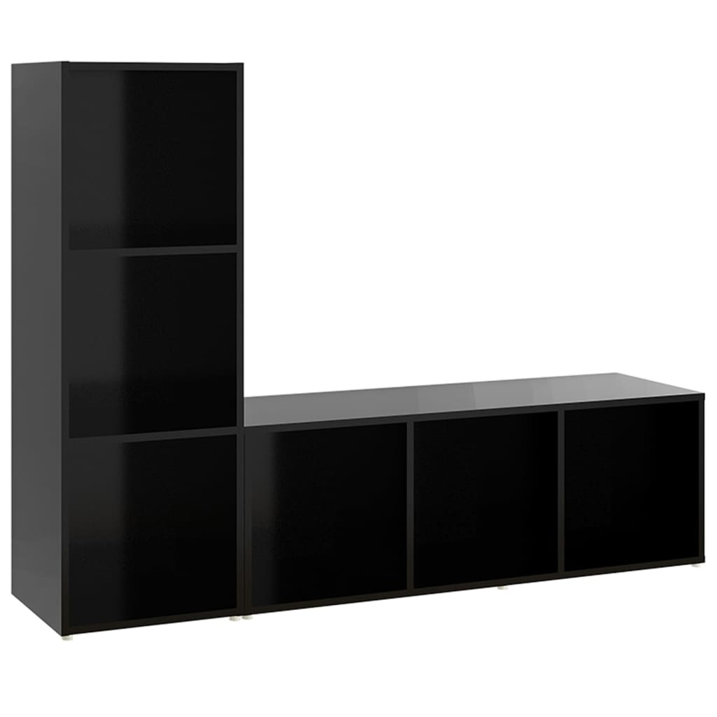 TV Cabinets 2 pcs Black 107x35x37 cm Engineered Wood