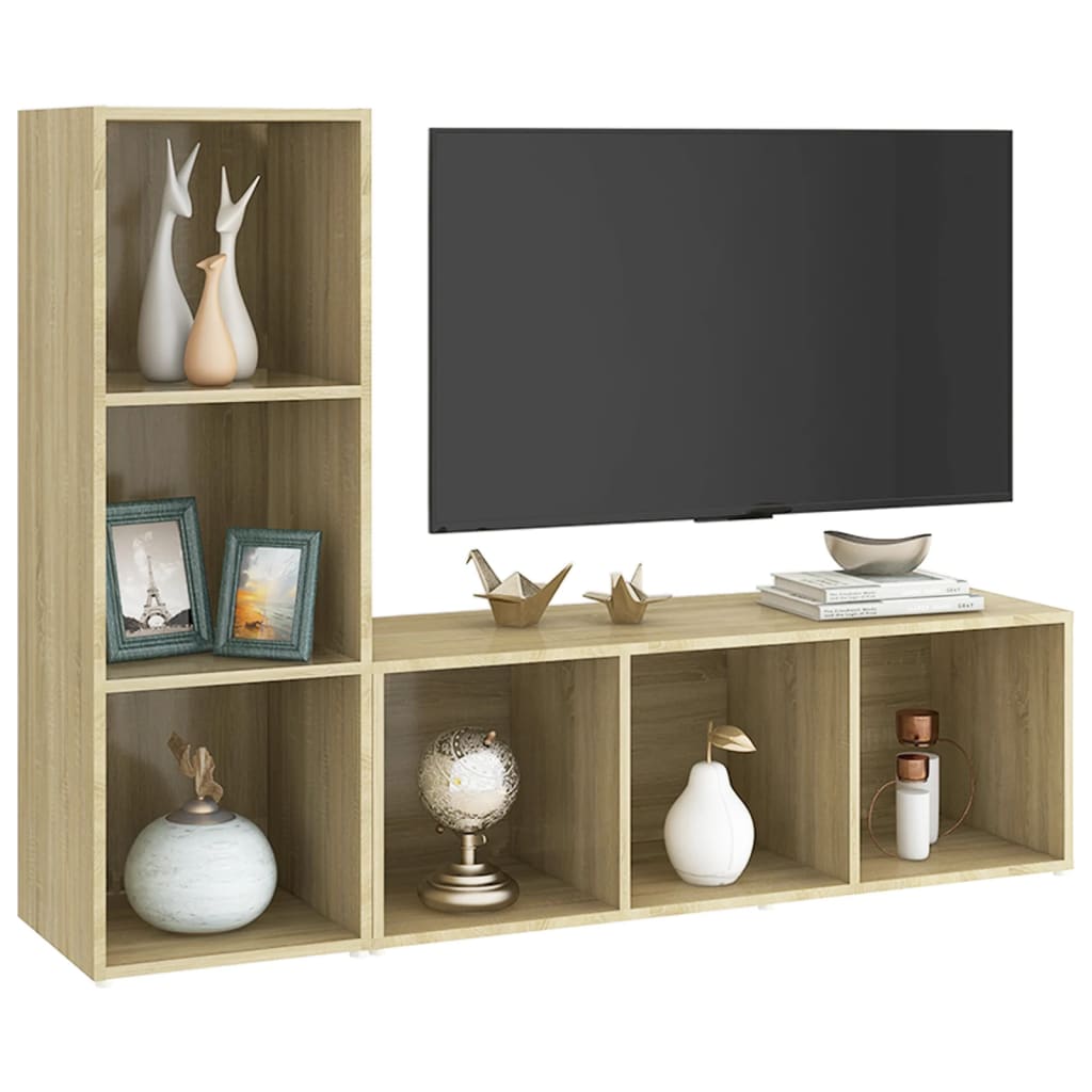 TV Cabinets 2 pcs Sonoma Oak 107x35x37 cm Engineered Wood