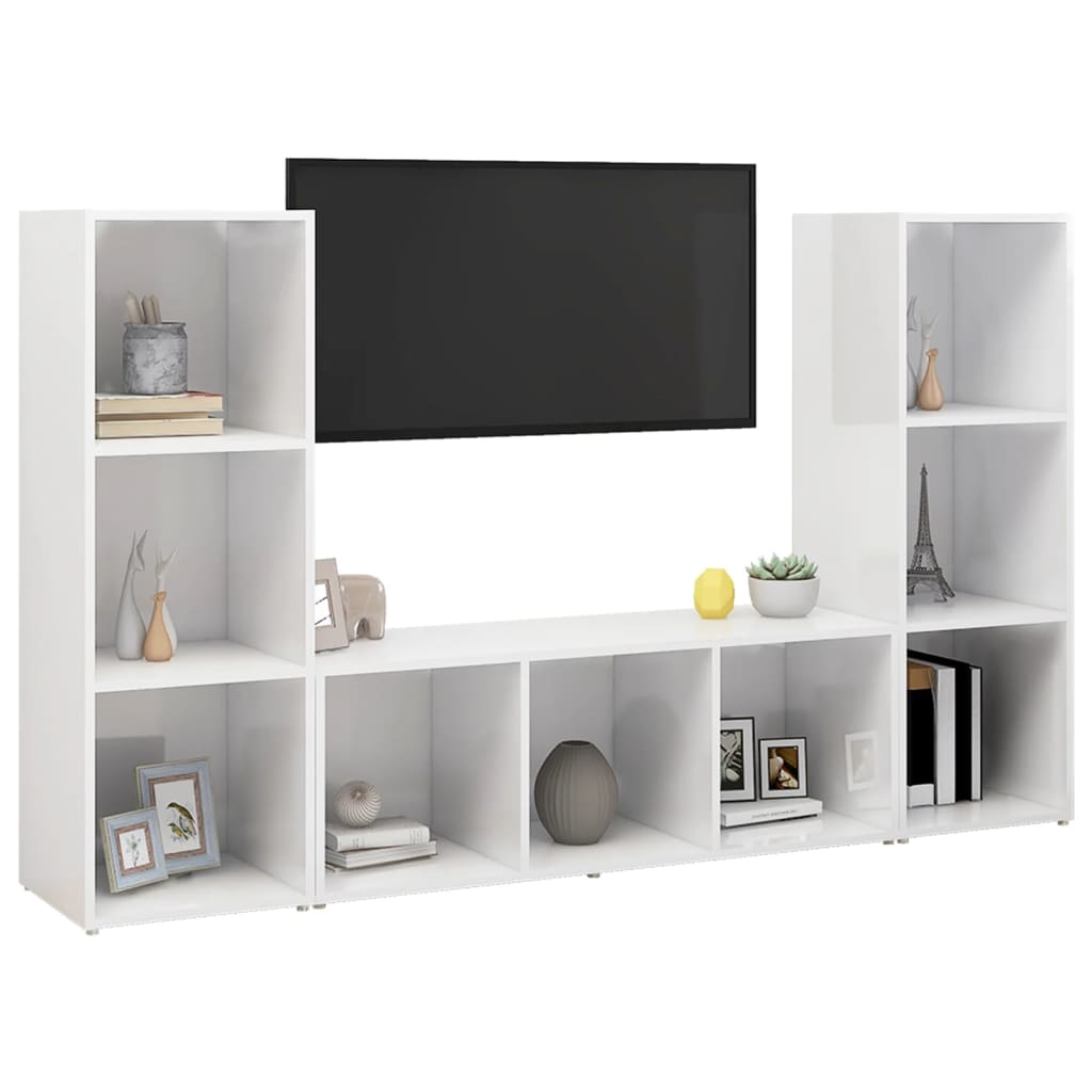 TV Cabinets 3 pcs White 107x35x37 cm Engineered Wood