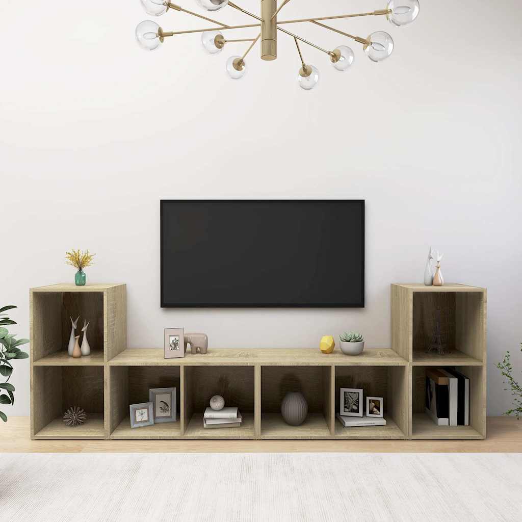 4 Piece TV Cabinet Set Sonoma Oak 72x35x36,5 cm Engineered Wood