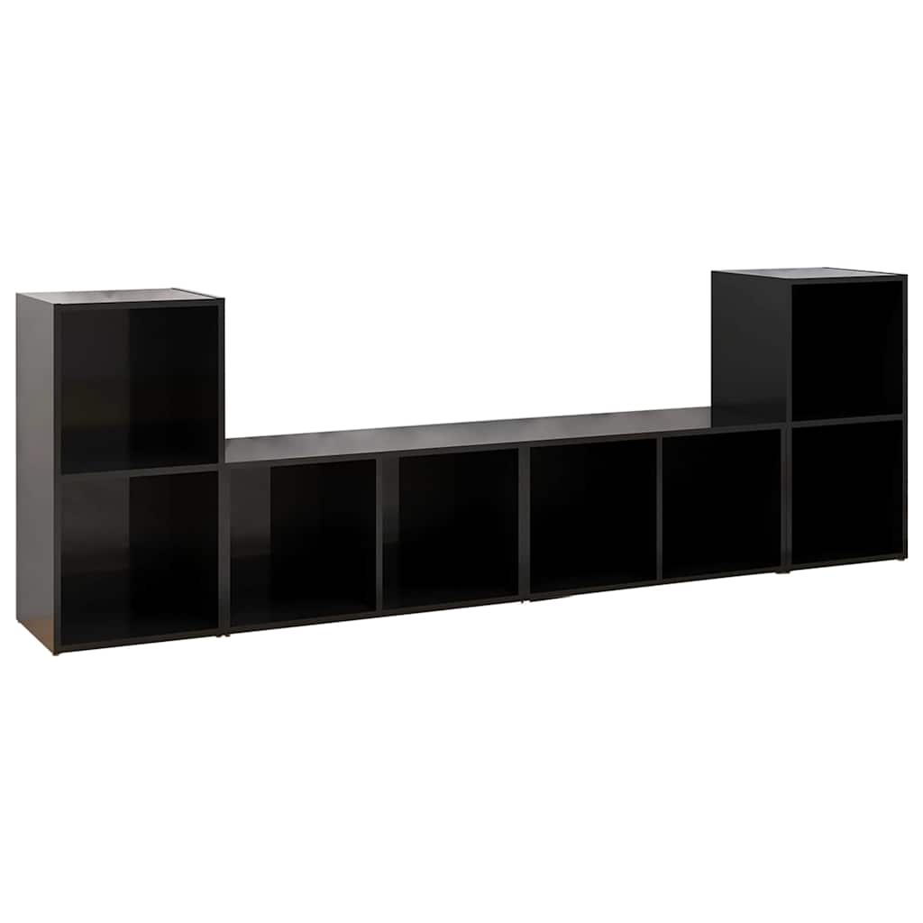 4 Piece TV Cabinet Set High Gloss Black 72x35x36,5 cm Engineered Wood