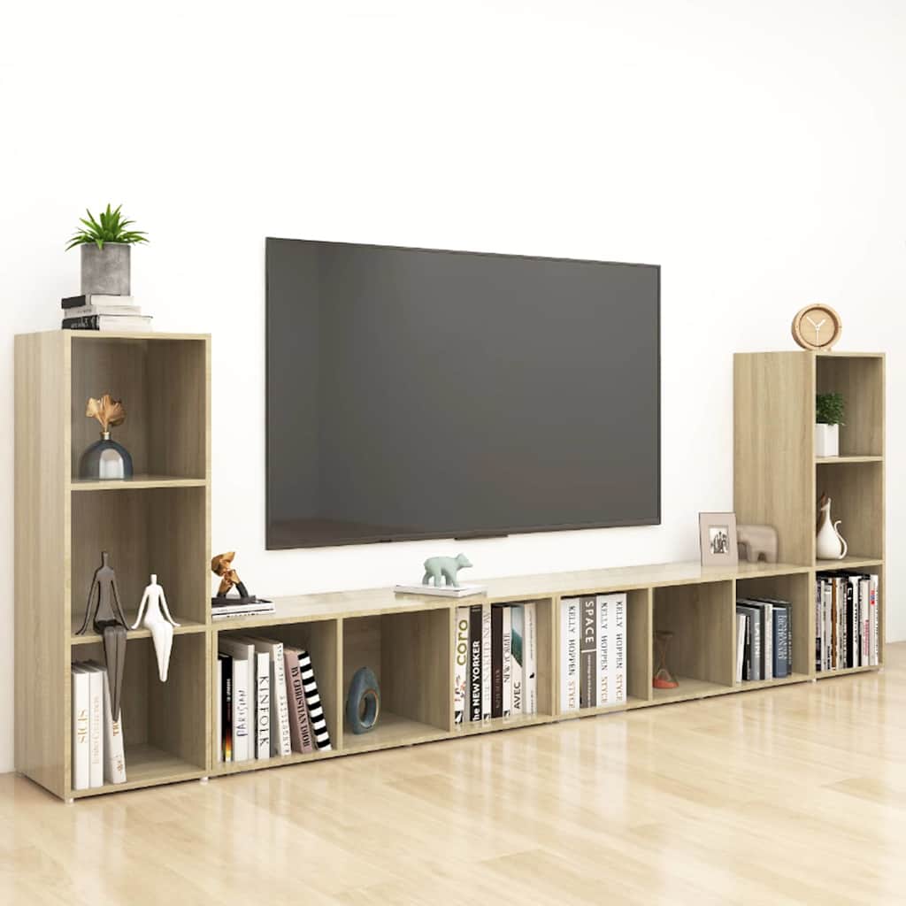 4 Piece TV Cabinet Set Sonoma Oak 107x35x37 cm Engineered Wood