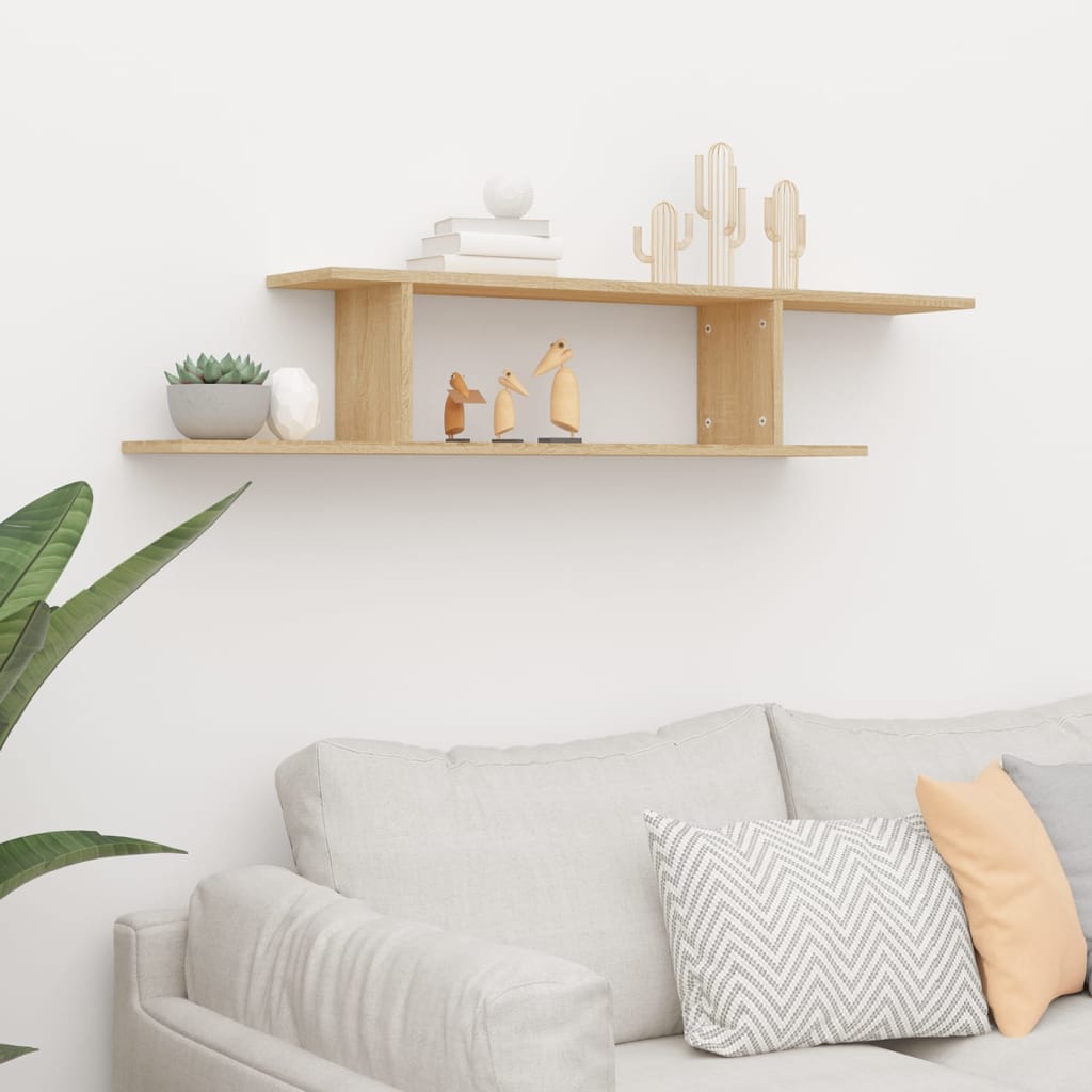 Wall-Mounted TV Shelf Sonoma Oak 125x18x23 cm Engineered Wood