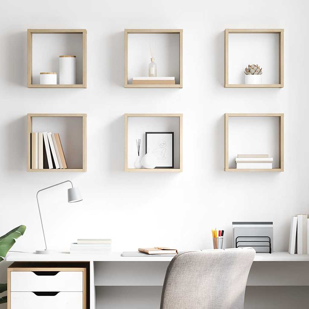 Wall Cube Shelves 6 pcs Sonoma Oak 30x15x30 cm