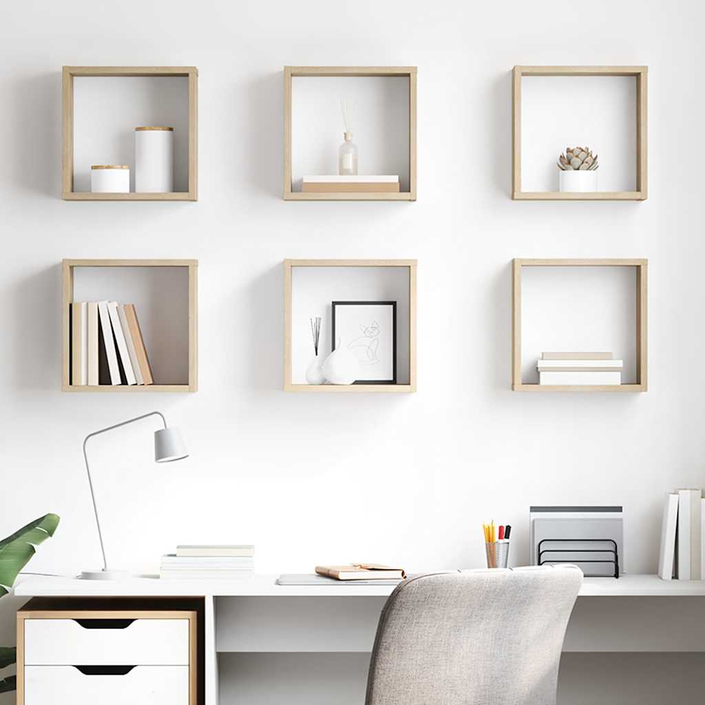 Wall Cube Shelves 6 pcs Sonoma Oak 30x15x30 cm