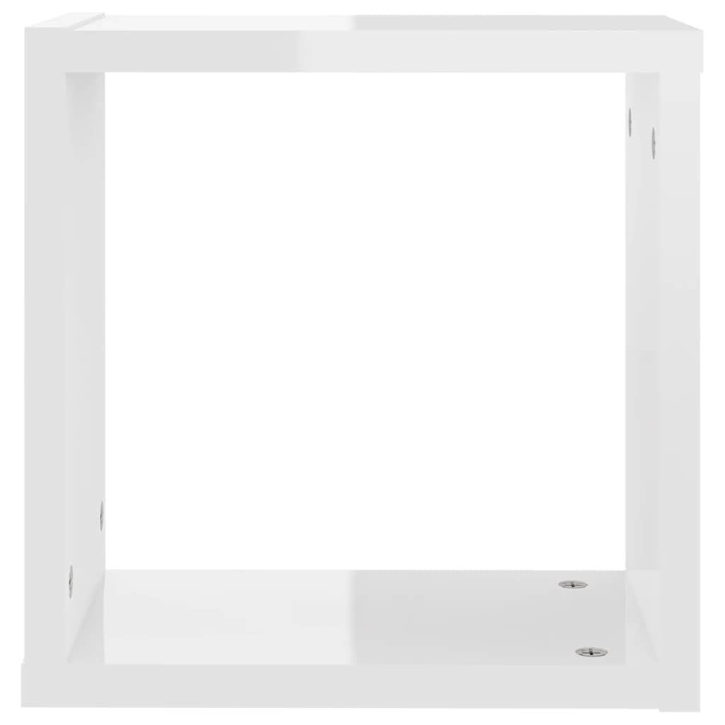 Wall Cube Shelves 2 pcs High Gloss White 30x15x30 cm