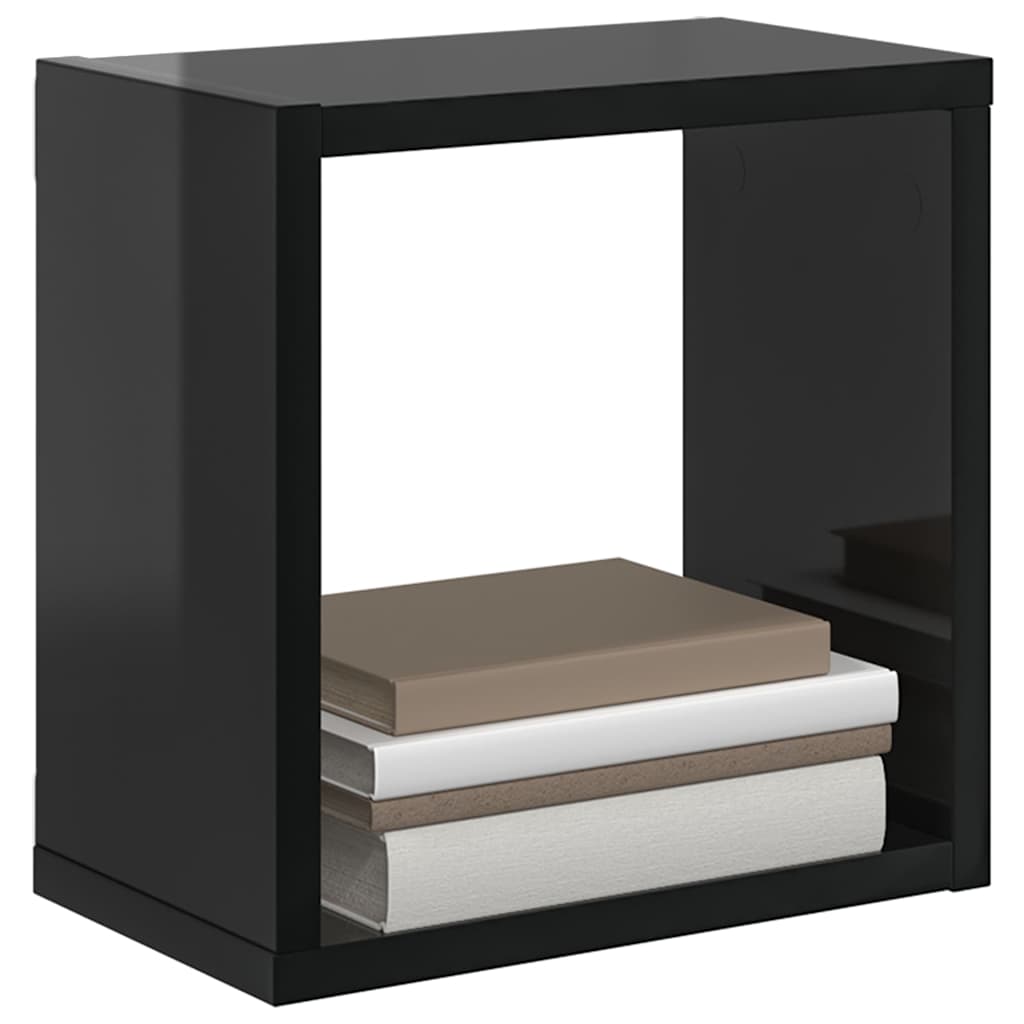Wall Cube Shelves 6 pcs High Gloss Black 26x15x26 cm