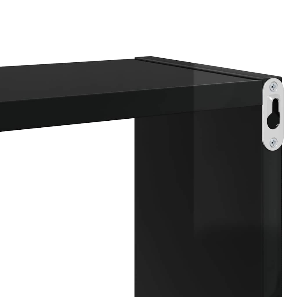 Wall Cube Shelves 6 pcs High Gloss Black 26x15x26 cm