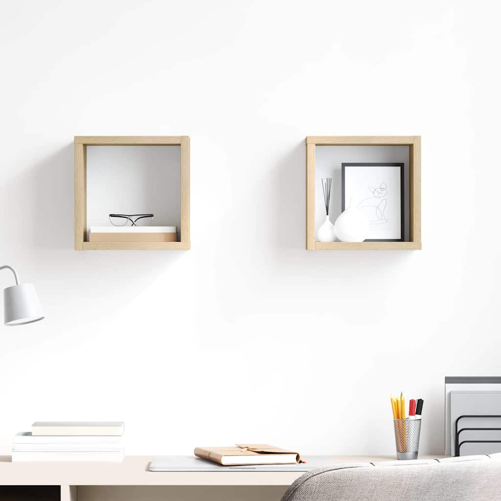 Wall Cube Shelves 2 pcs Sonoma Oak 22x15x22 cm