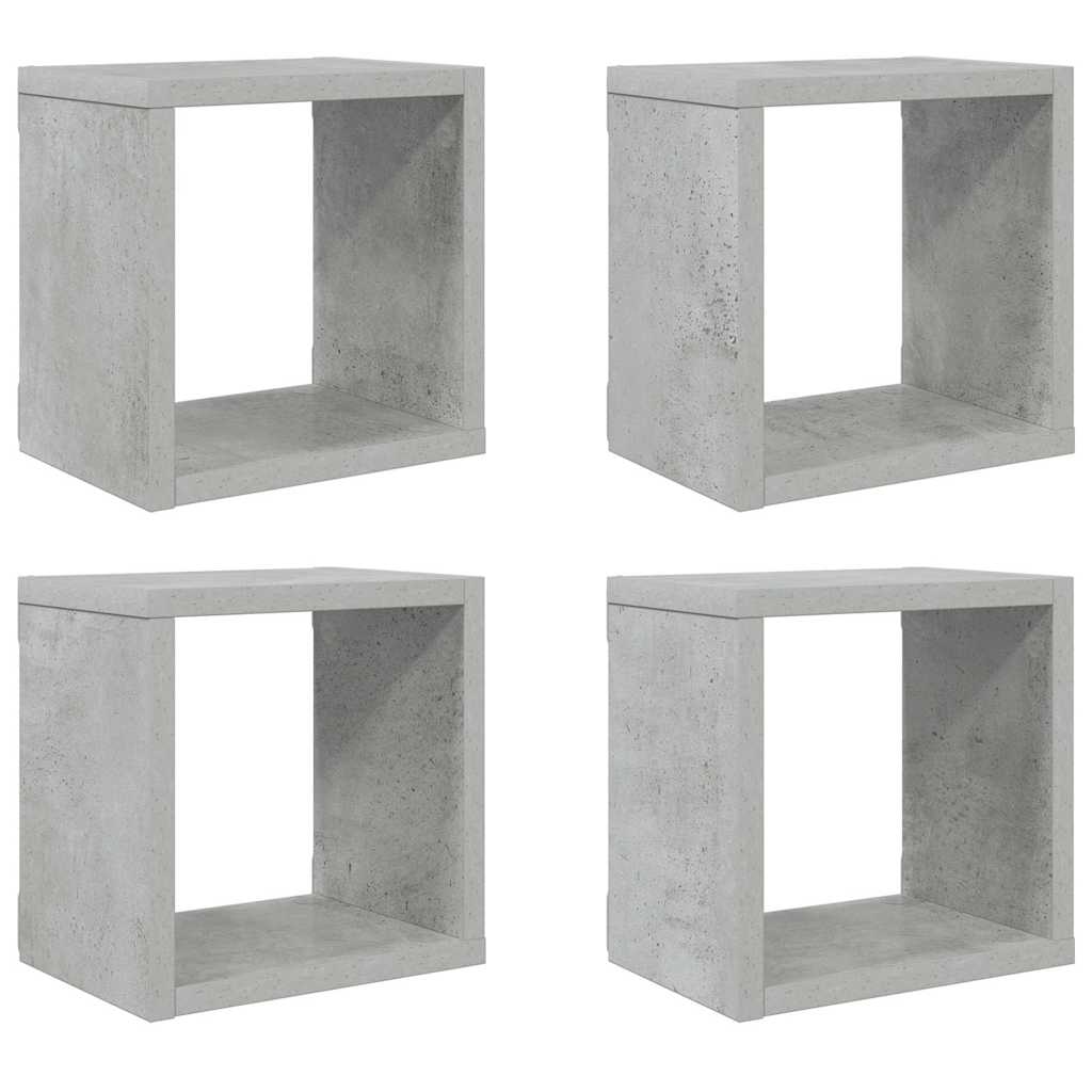 Wall Cube Shelves 4 pcs Concrete Grey 22x15x22 cm