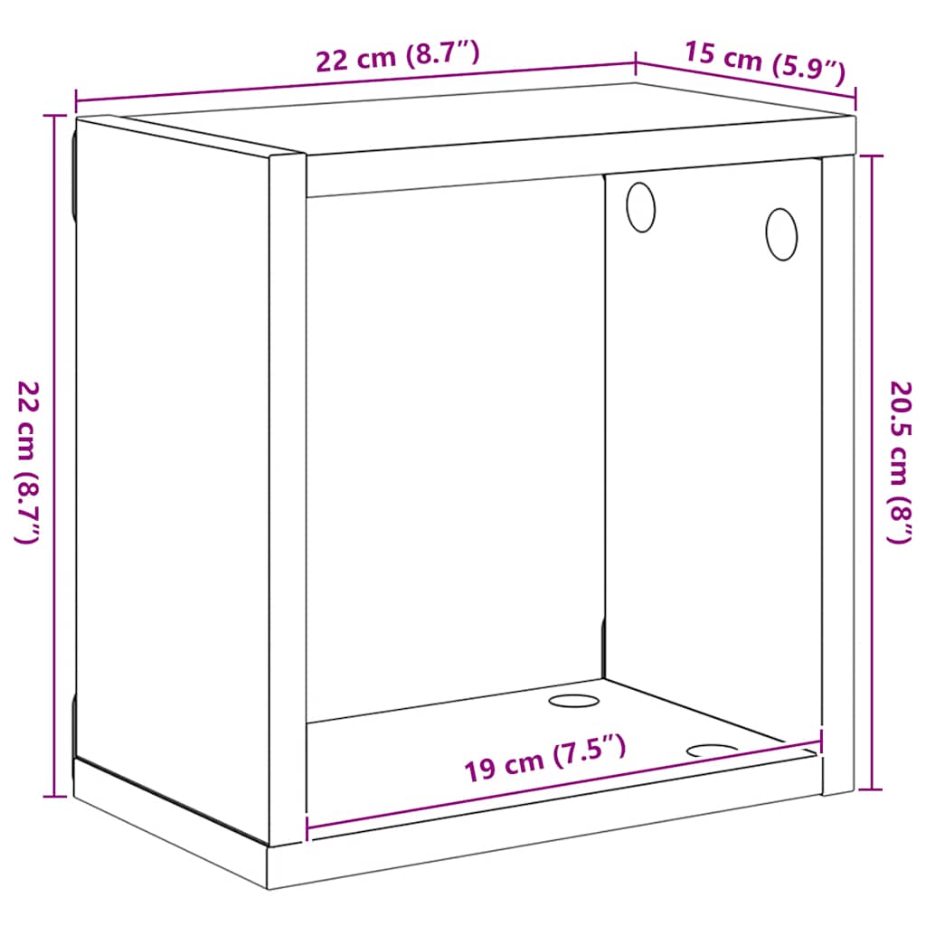 Wall Cube Shelves 6 pcs Concrete Grey 22x15x22 cm