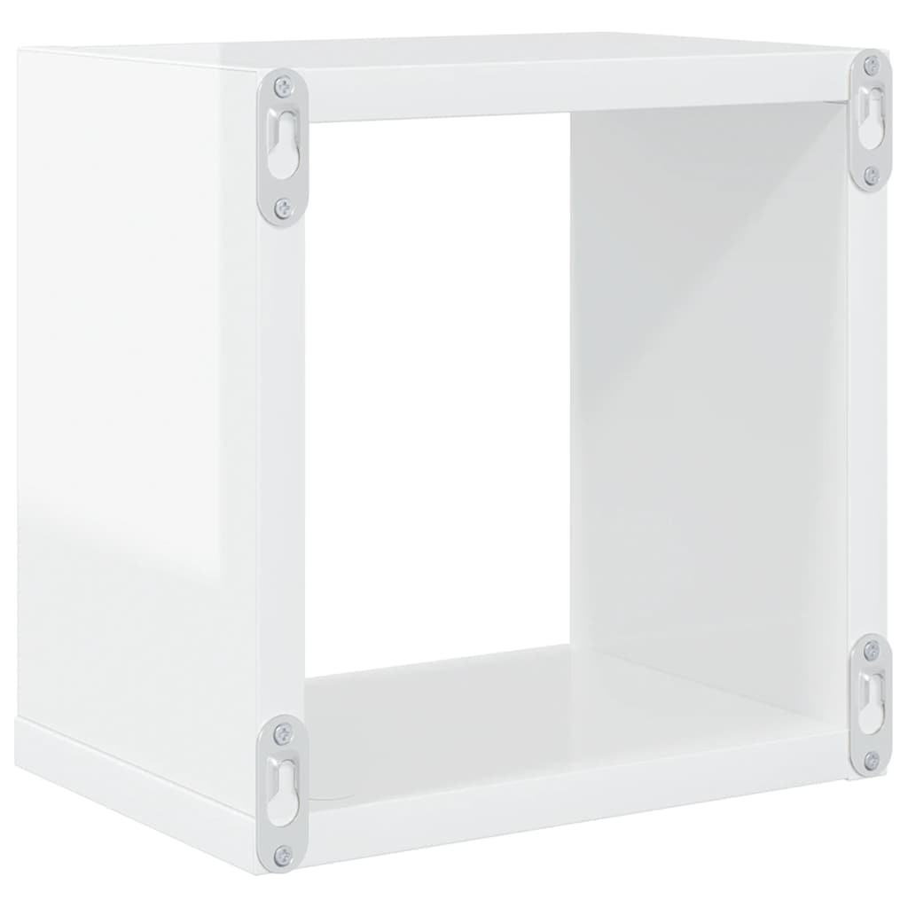 Wall Cube Shelves 2 pcs High Gloss White 22x15x22 cm