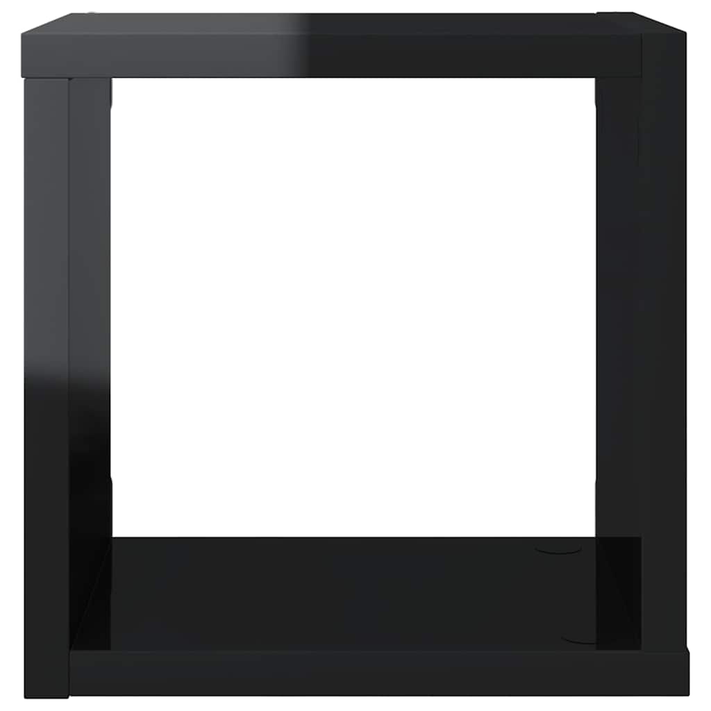 Wall Cube Shelves 2 pcs High Gloss Black 22x15x22 cm
