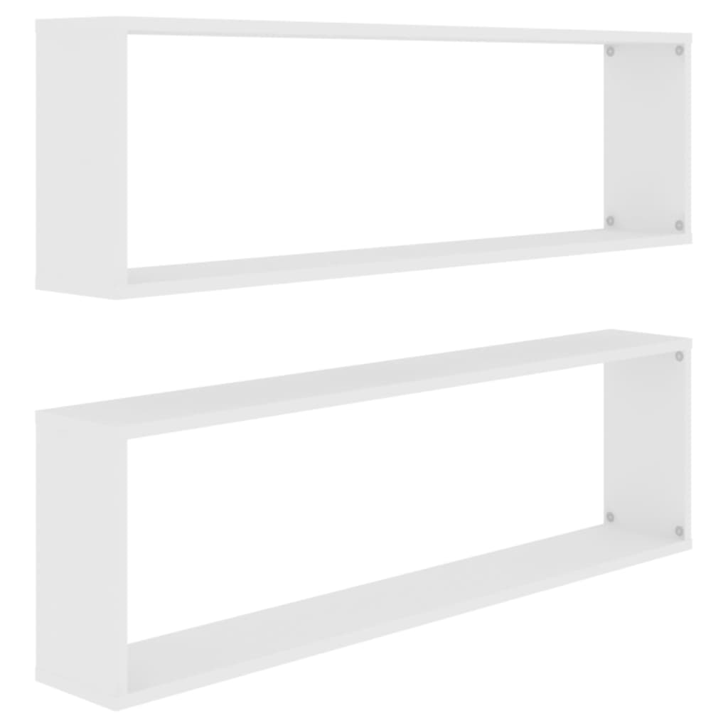 Wall Cube Shelves 2 pcs White 100x15x30 cm Engineered Wood