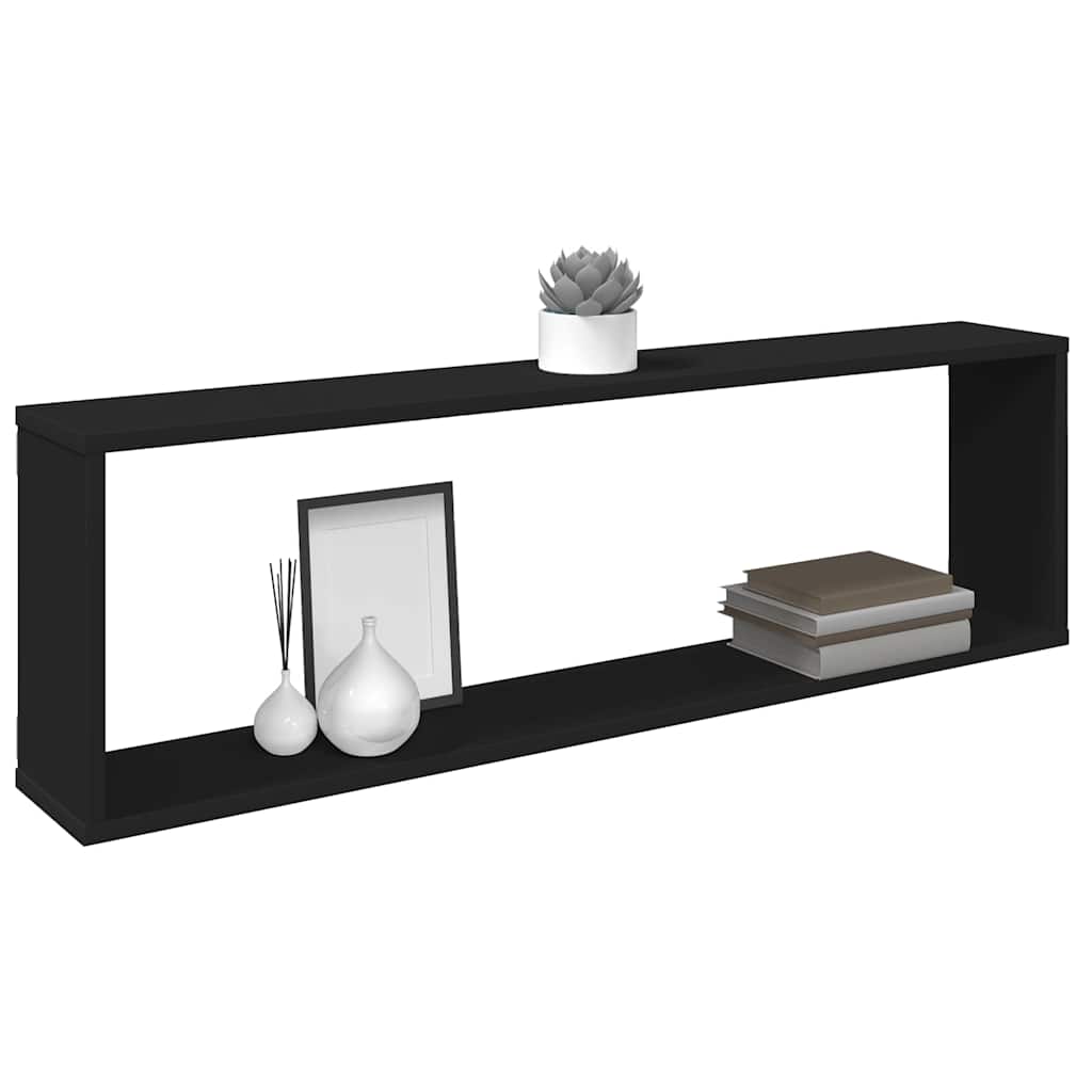Wall Cube Shelves 6 pcs Black 100x15x30 cm Engineered Wood