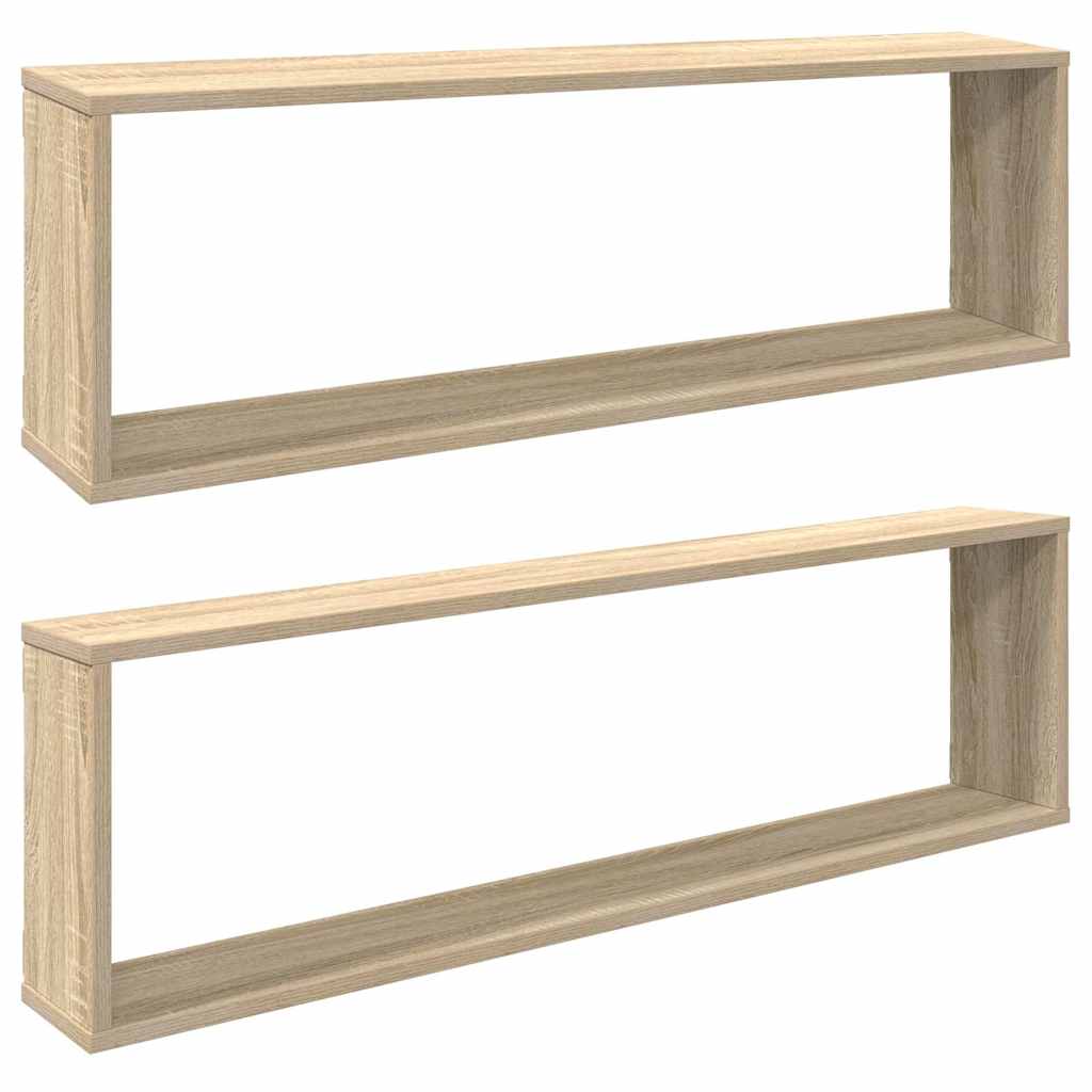 Wall Cube Shelves 2 pcs Sonoma Oak 100x15x30 cm Engineered Wood