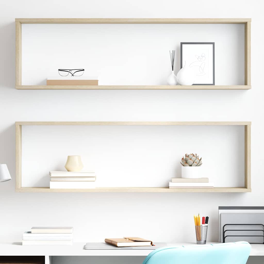 Wall Cube Shelves 2 pcs Sonoma Oak 100x15x30 cm Engineered Wood