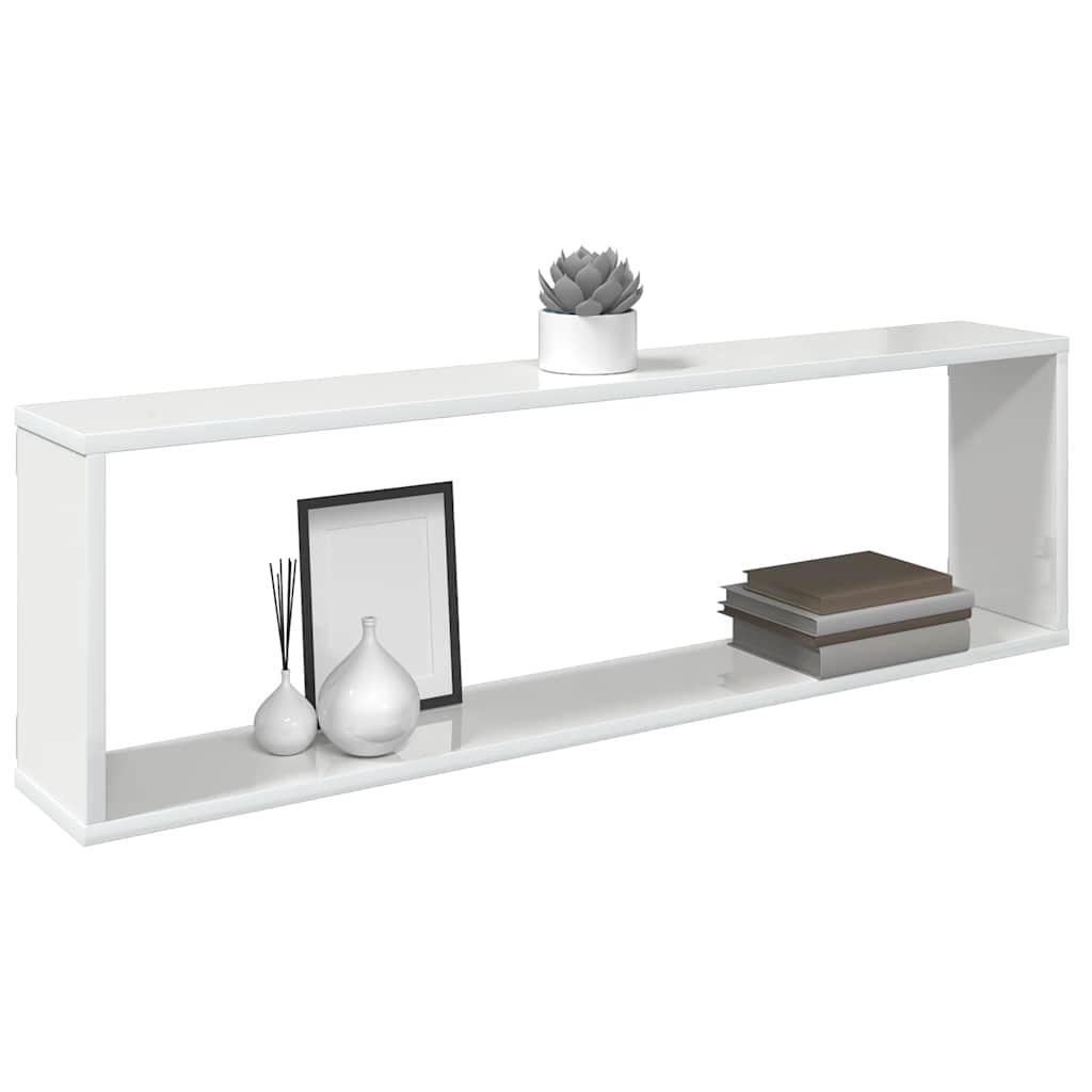 Wall Cube Shelves 4 pcs High Gloss White 100x15x30 cm Engineered Wood
