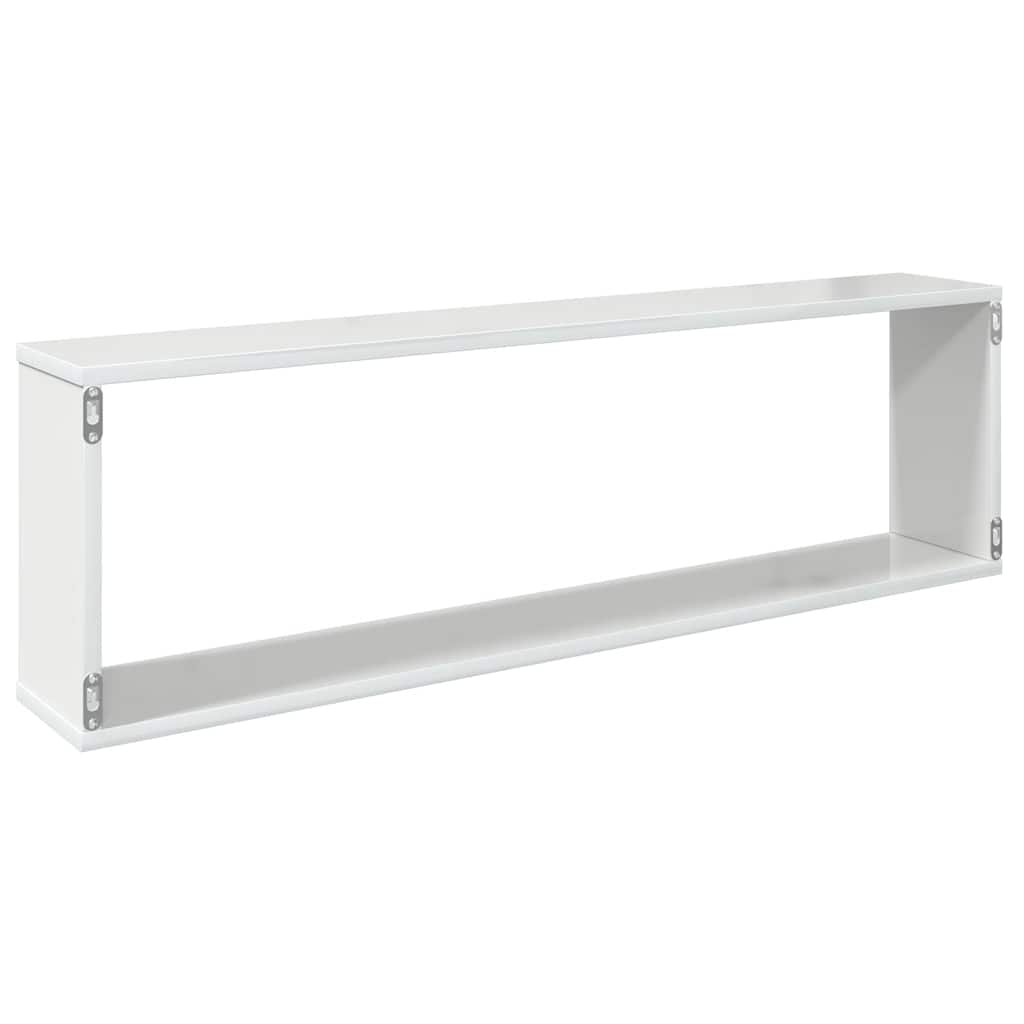 Wall Cube Shelves 4 pcs High Gloss White 100x15x30 cm Engineered Wood