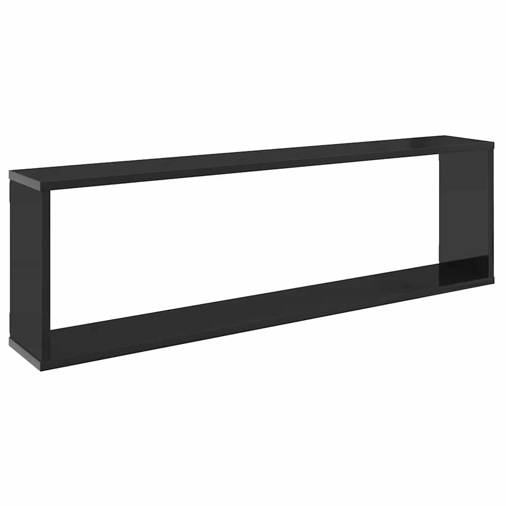 Wall Cube Shelves 4 pcs High Gloss Black 100x15x30 cm Engineered Wood