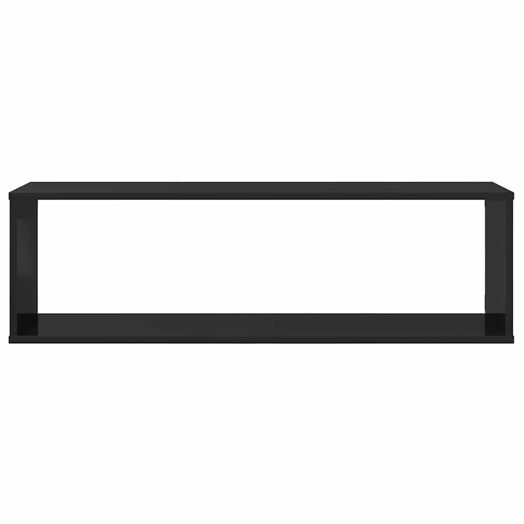 Wall Cube Shelves 4 pcs High Gloss Black 100x15x30 cm Engineered Wood