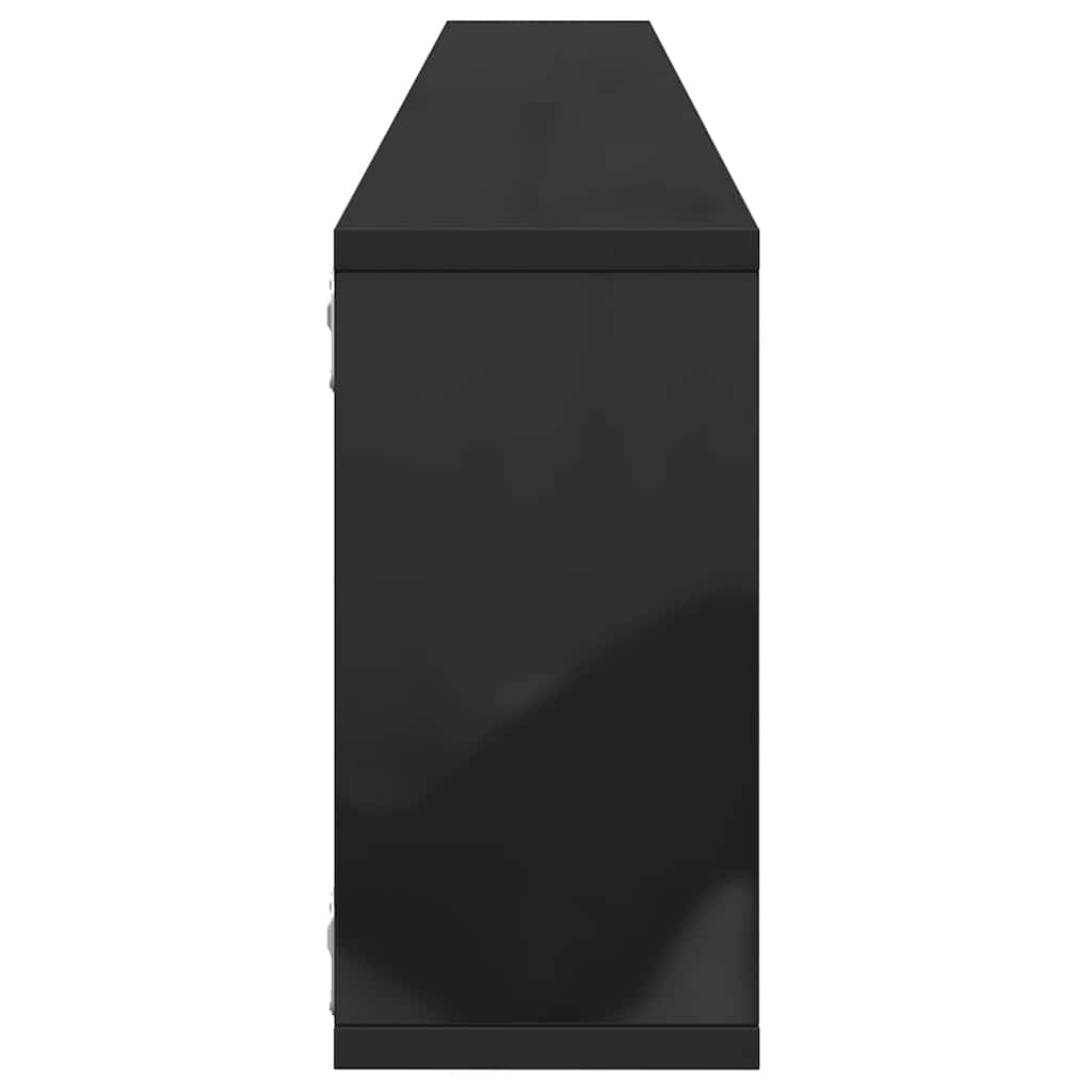 Wall Cube Shelves 4 pcs High Gloss Black 100x15x30 cm Engineered Wood