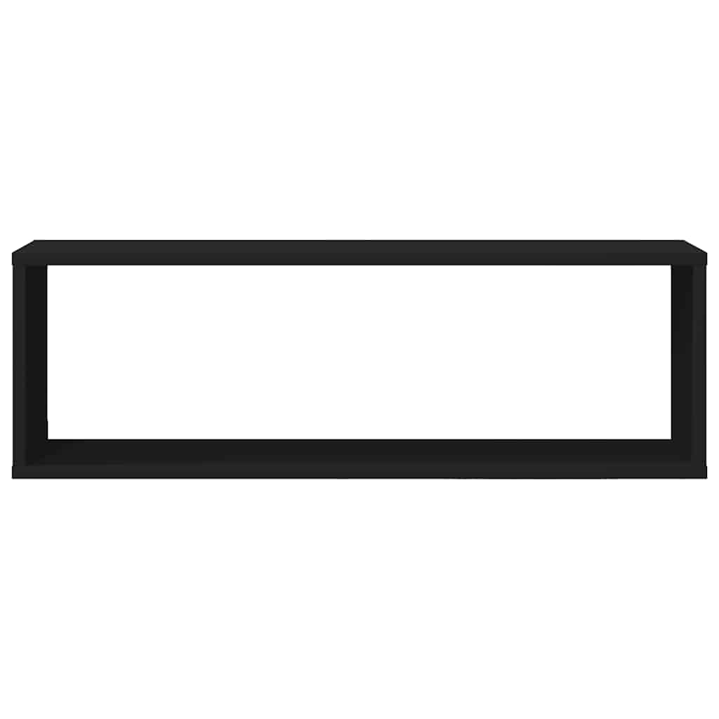 Wall Cube Shelves 2 pcs Black 80x15x26.5 cm Engineered Wood