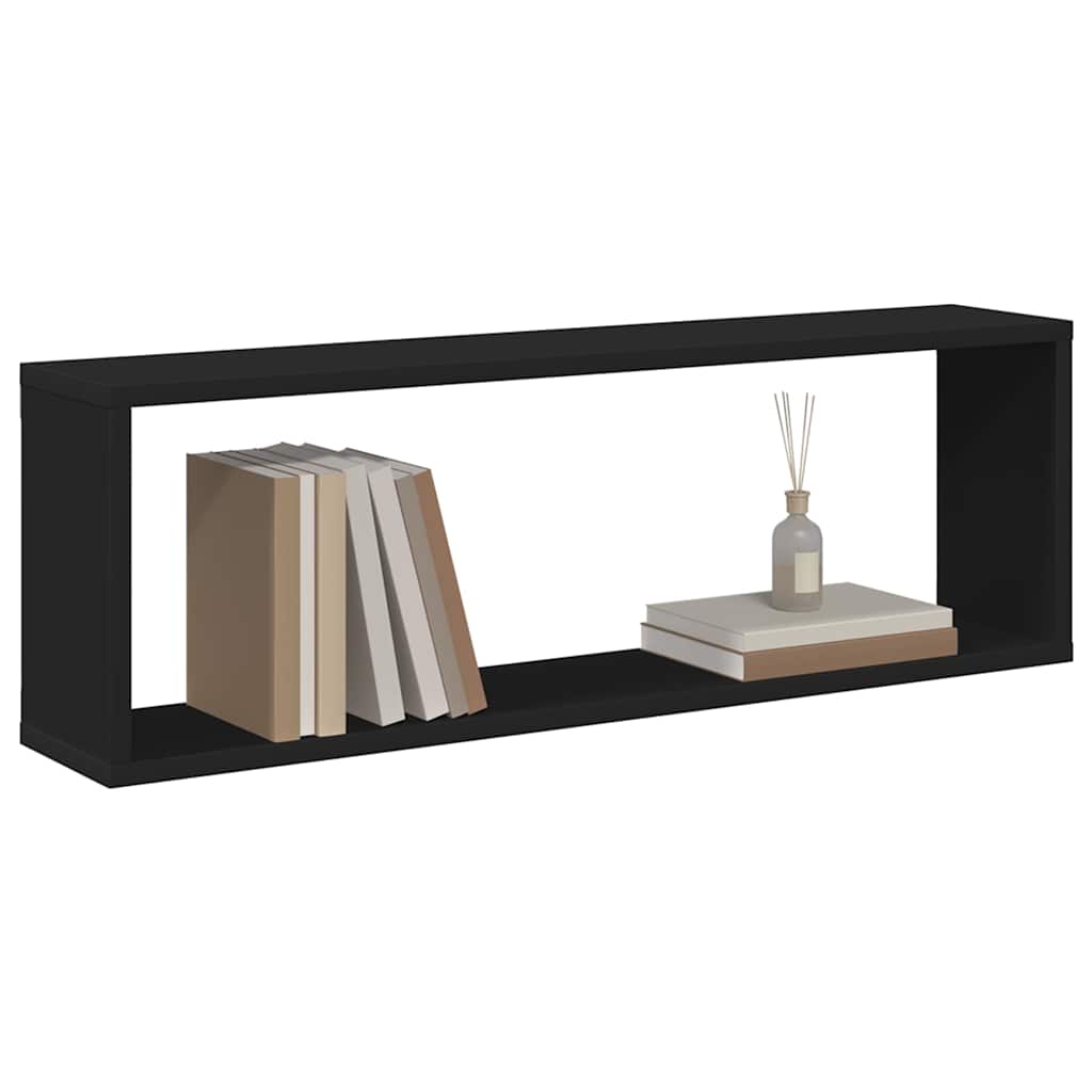 Wall Cube Shelves 4 pcs Black 80x15x26.5 cm Engineered Wood