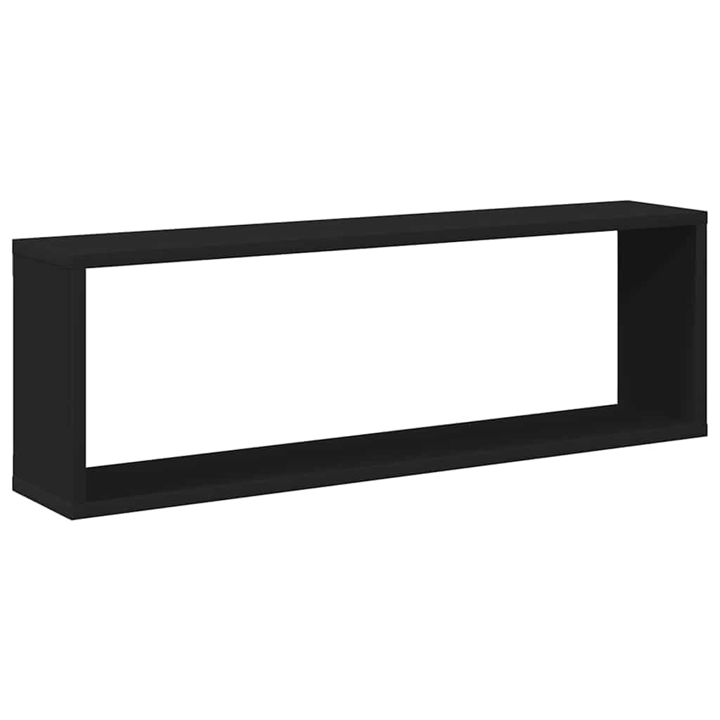 Wall Cube Shelves 4 pcs Black 80x15x26.5 cm Engineered Wood