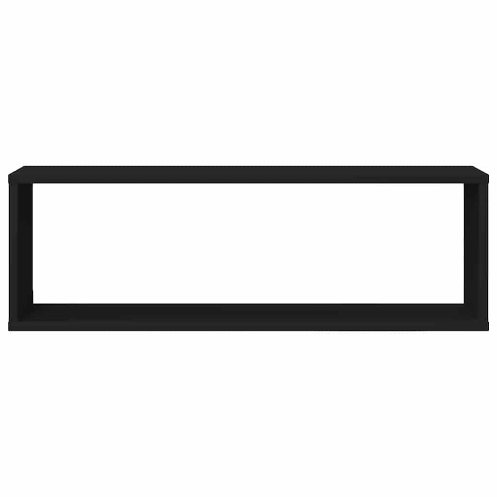 Wall Cube Shelves 4 pcs Black 80x15x26.5 cm Engineered Wood