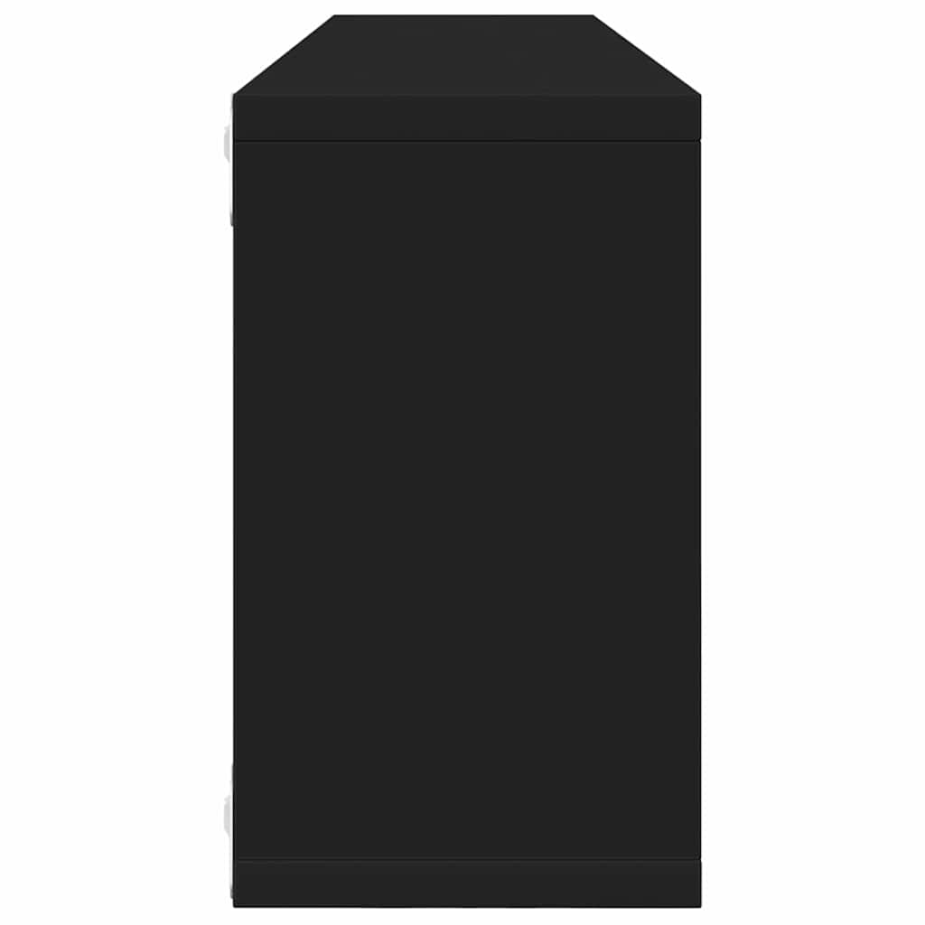 Wall Cube Shelves 4 pcs Black 80x15x26.5 cm Engineered Wood