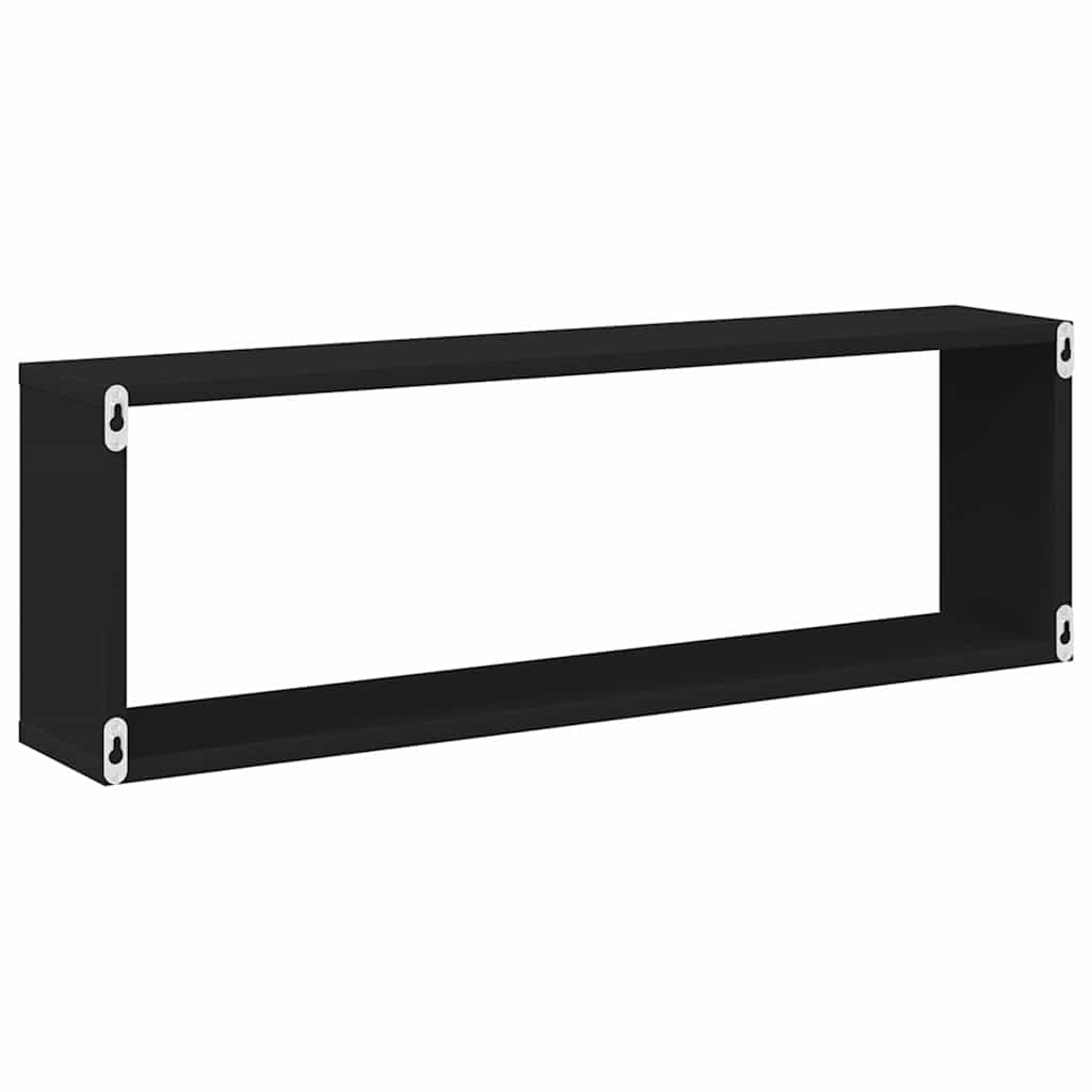 Wall Cube Shelves 4 pcs Black 80x15x26.5 cm Engineered Wood