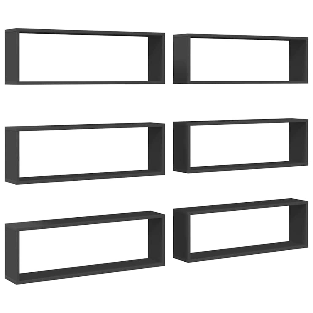 Wall Cube Shelves 6 pcs Grey 80x15x26.5 cm Engineered Wood