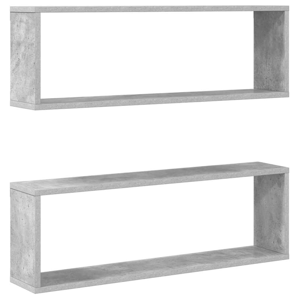 Wall Cube Shelves 2 pcs Concrete Grey 80x15x26.5 cm