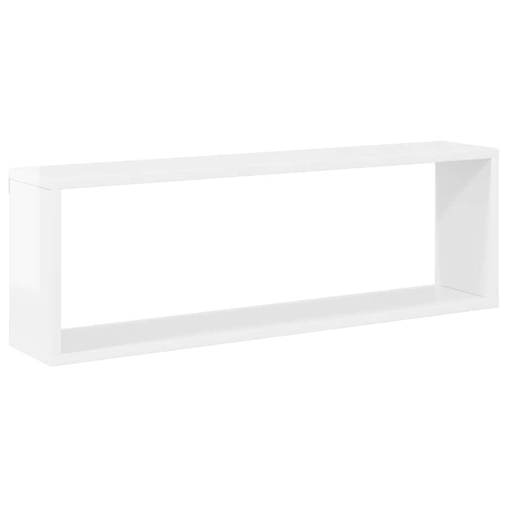 Wall Cube Shelves 2 pcs High Gloss White 80x15x26.5cm Engineered Wood